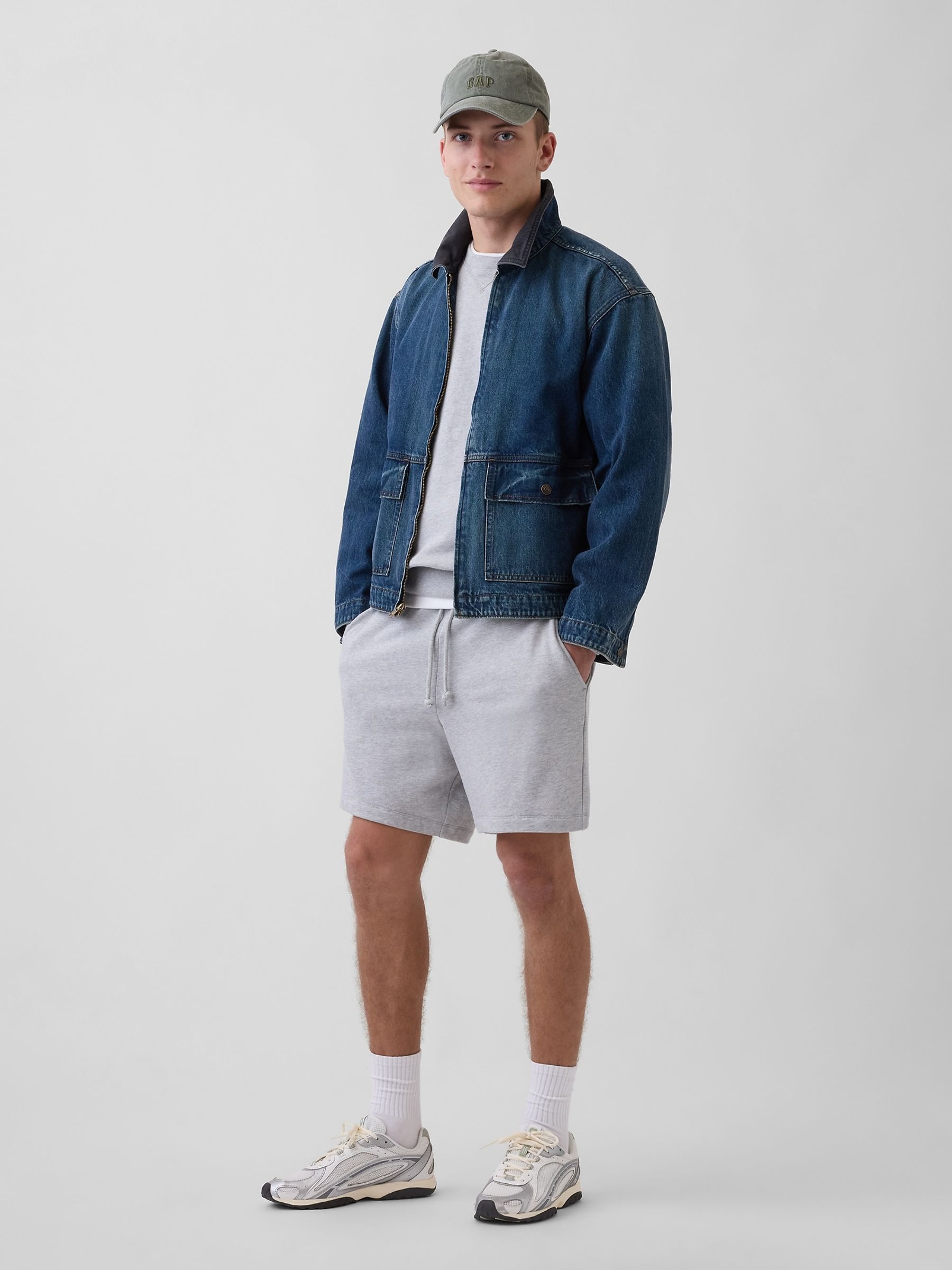 Grey Heavyweight French Terry Sweat Shorts - Image 4 of 6
