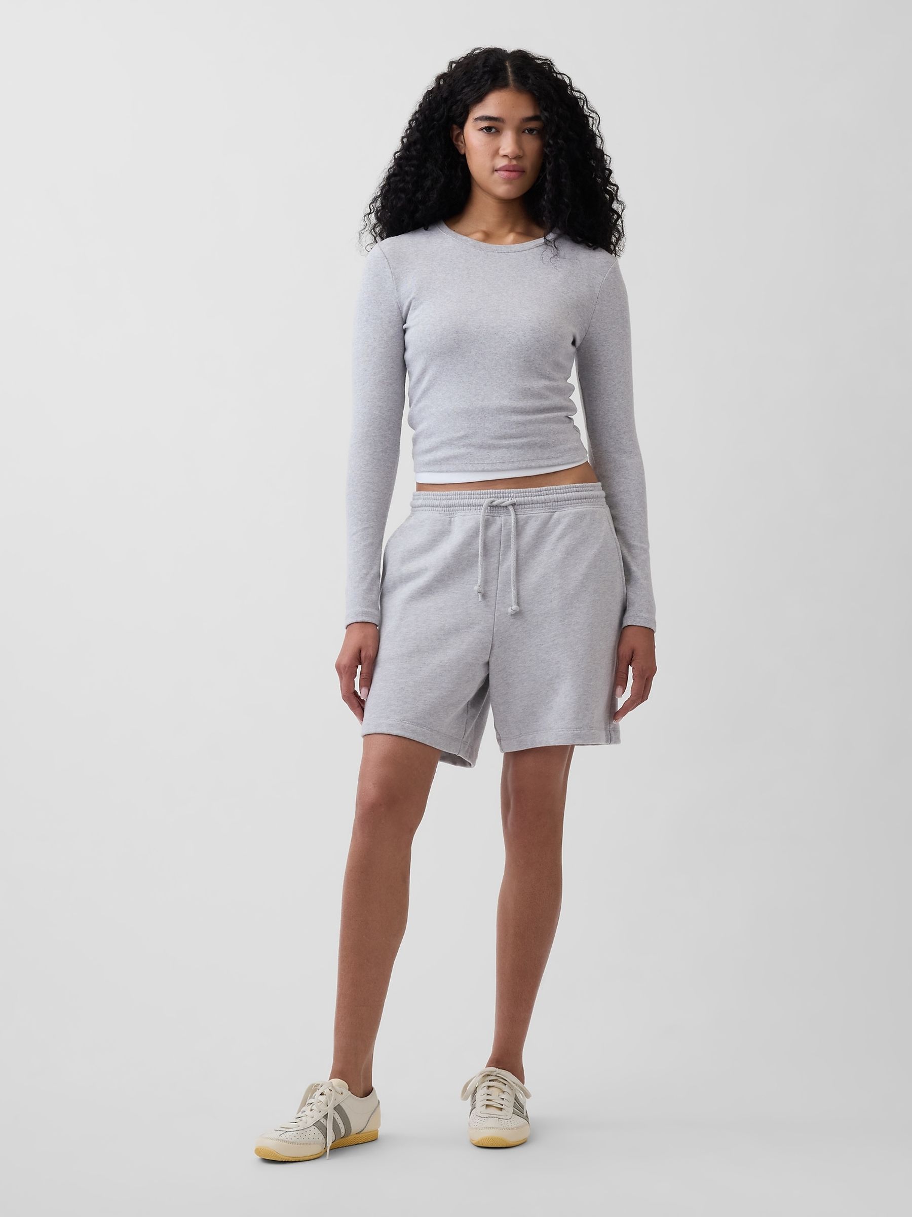 Grey Heavyweight French Terry Sweat Shorts - Image 5 of 6