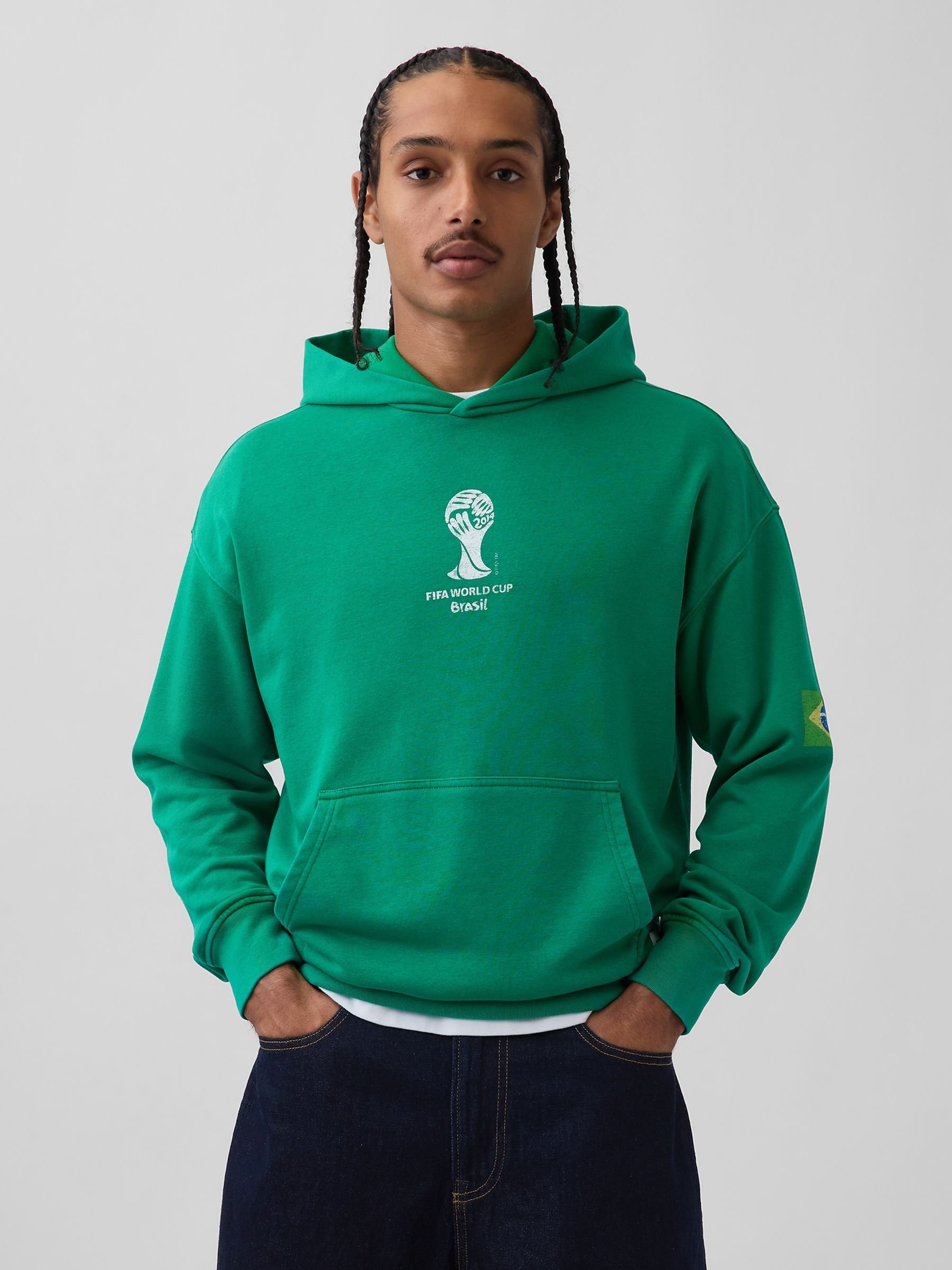 Green Brazil FIFA WORLD CUP™ Vintage Soft Oversized Hoodie - Image 1 of 4