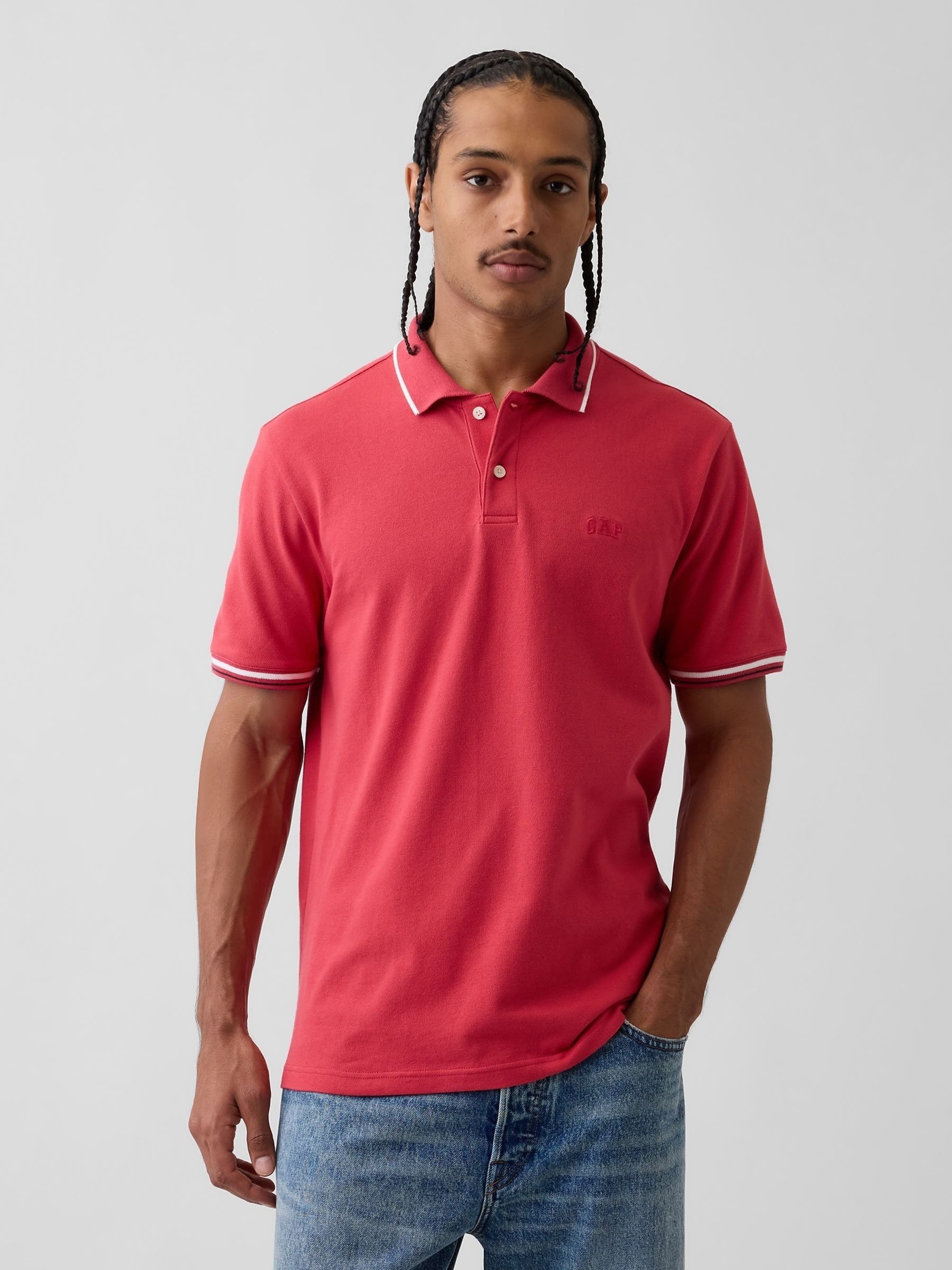 Red Logo Pique Polo Shirt - Image 1 of 4