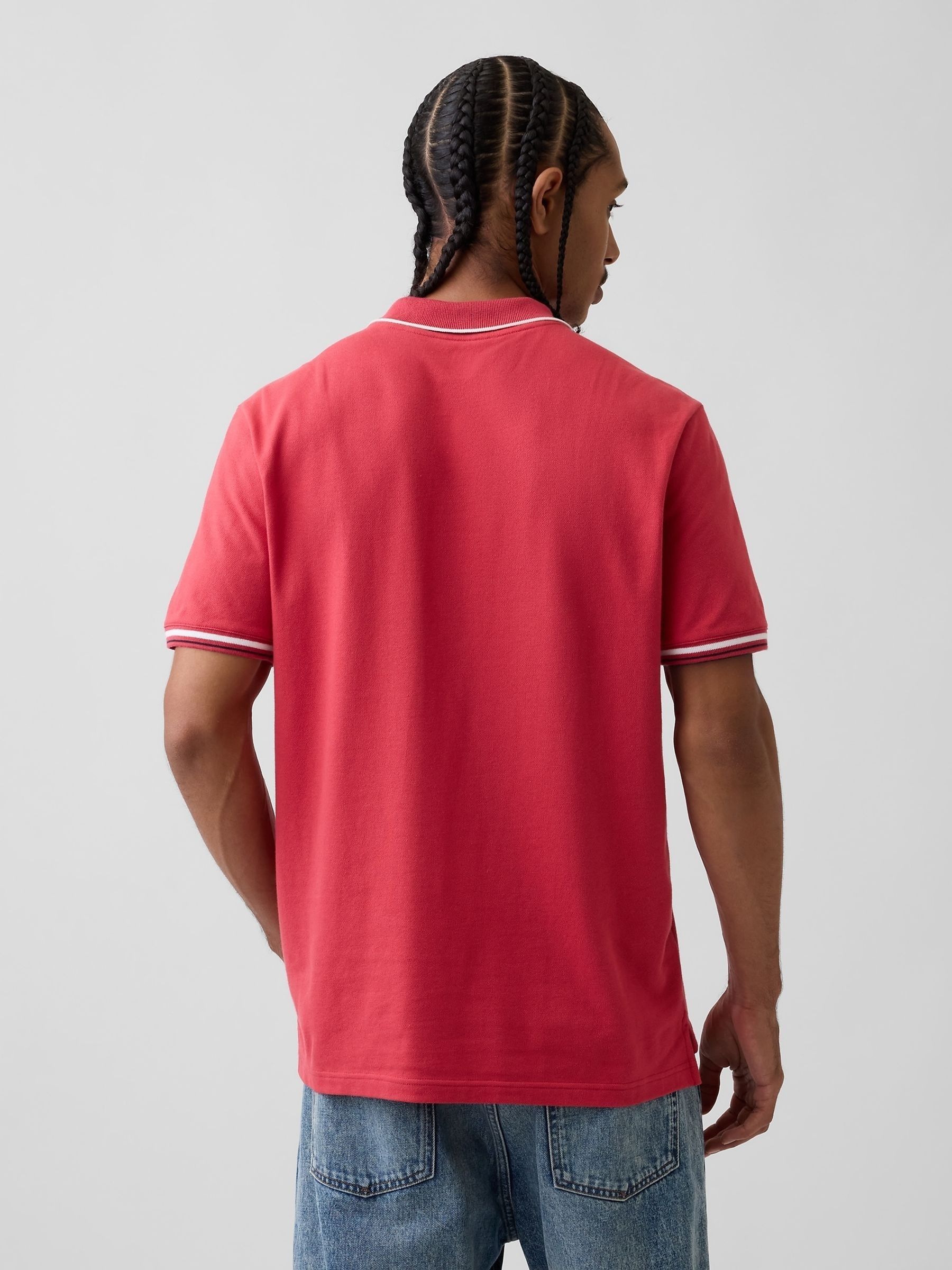 Red Logo Pique Polo Shirt - Image 2 of 4 Red Logo Pique Polo Shirt - Image 2 of 4