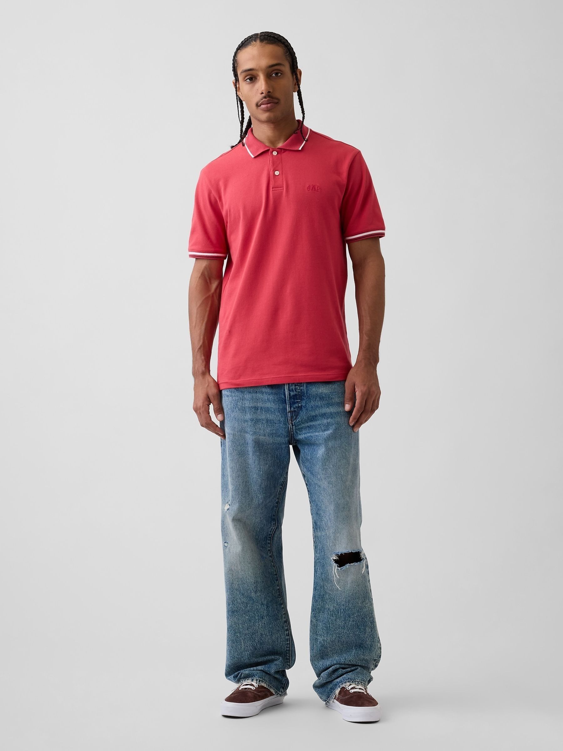 Red Logo Pique Polo Shirt - Image 3 of 4