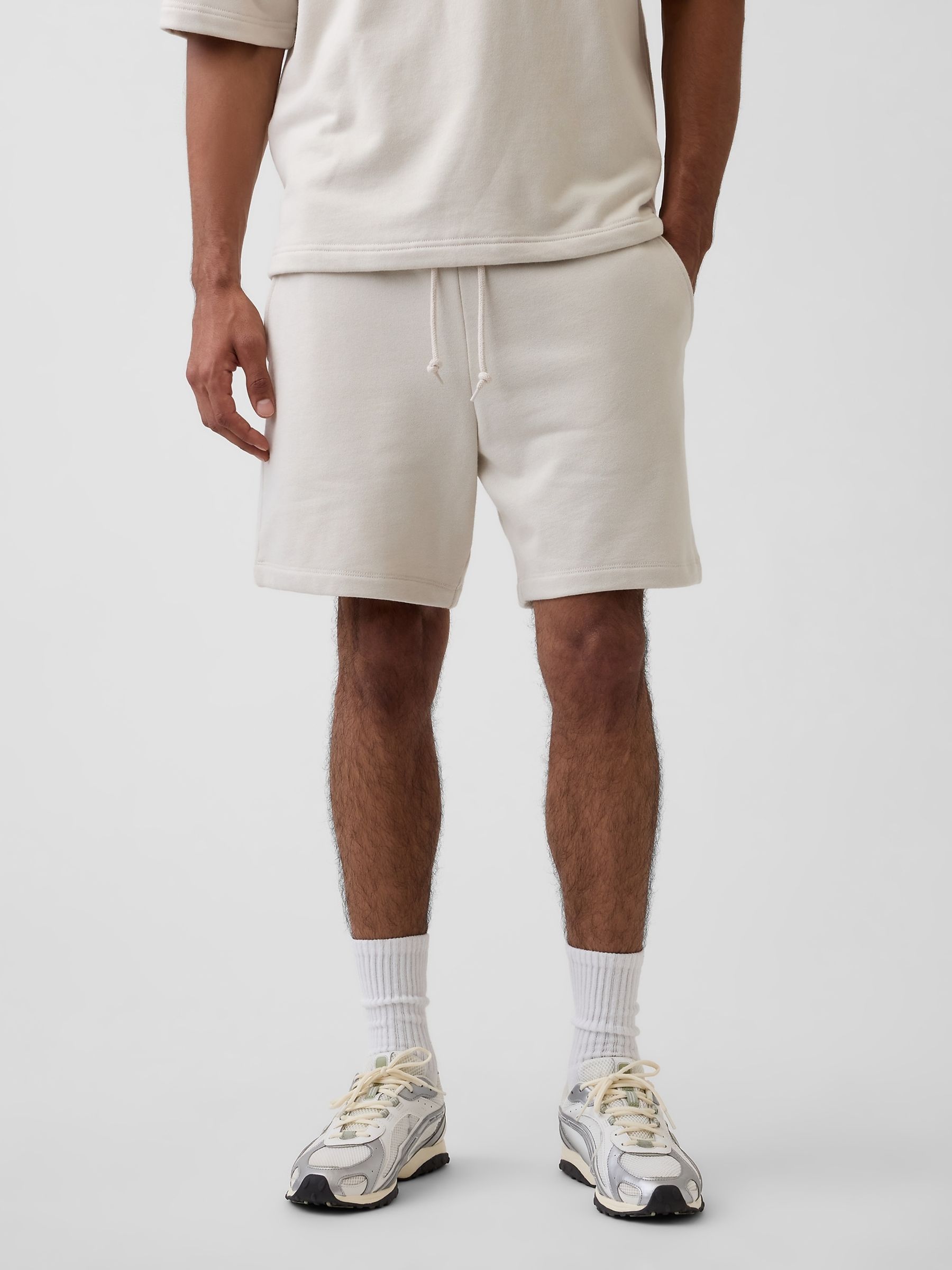 Beige Heavyweight French Terry Sweat Shorts - Image 1 of 6