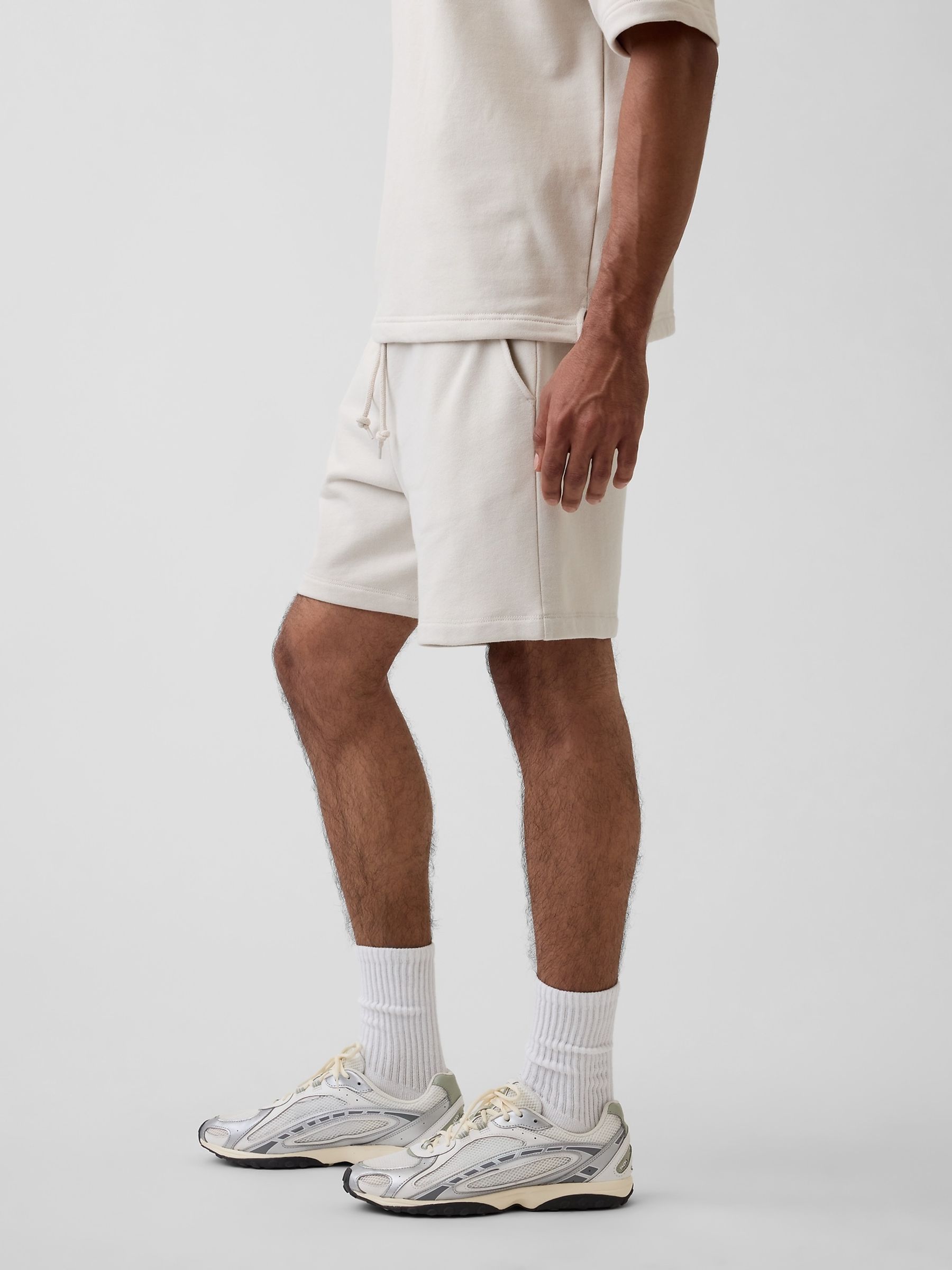 Beige Heavyweight French Terry Sweat Shorts - Image 3 of 6
