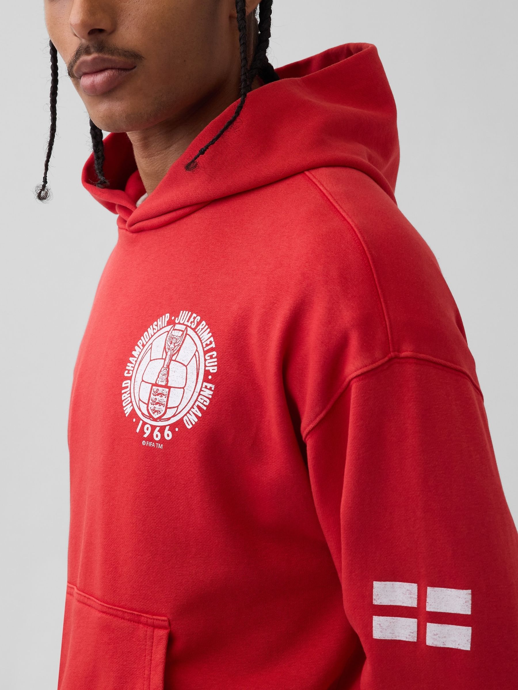 Red England FIFA WORLD CUP™ Vintage Soft Oversized Hoodie - Image 4 of 4