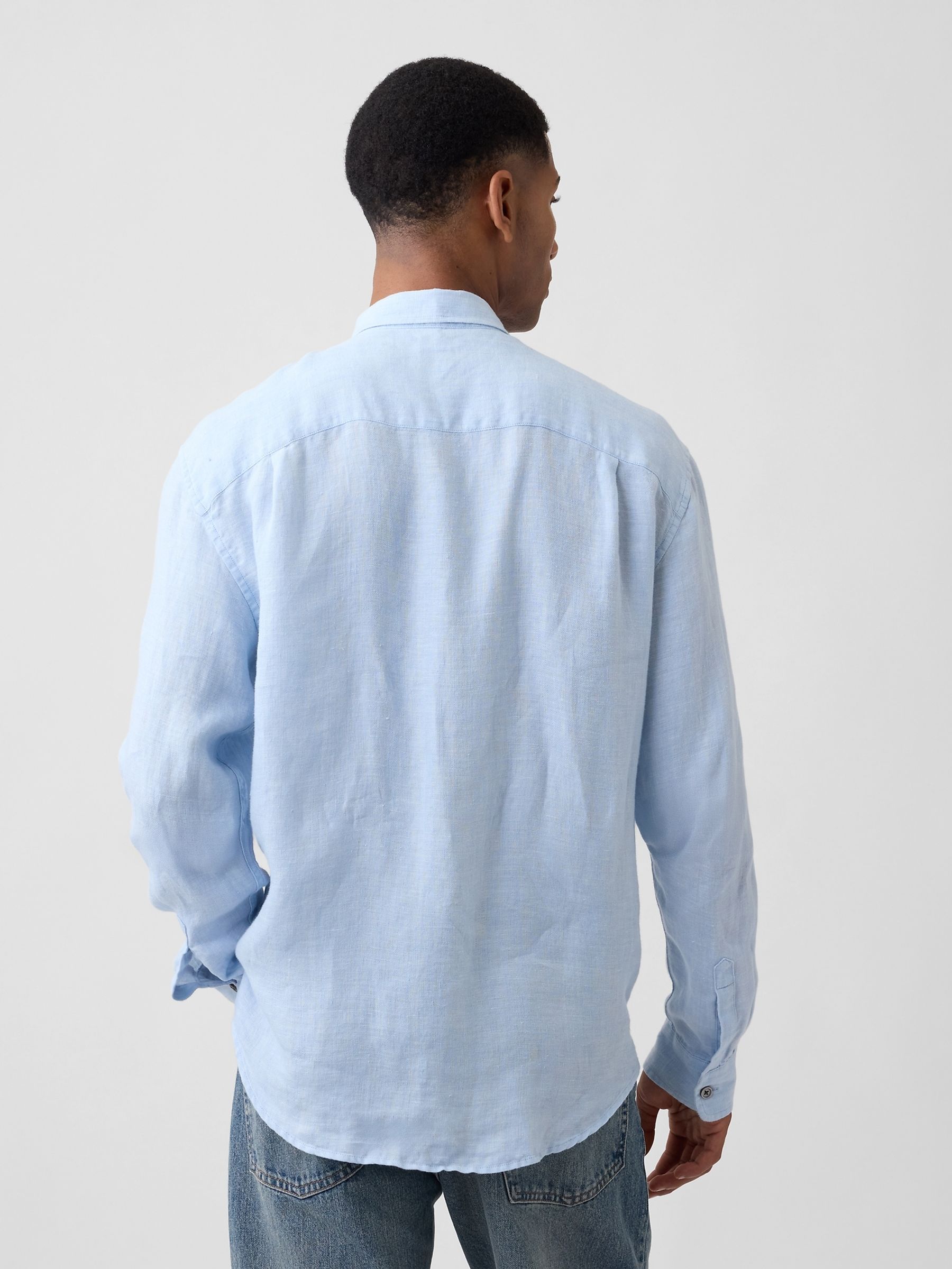 Blue Linen Relaxed Shirt - Image 2 of 4