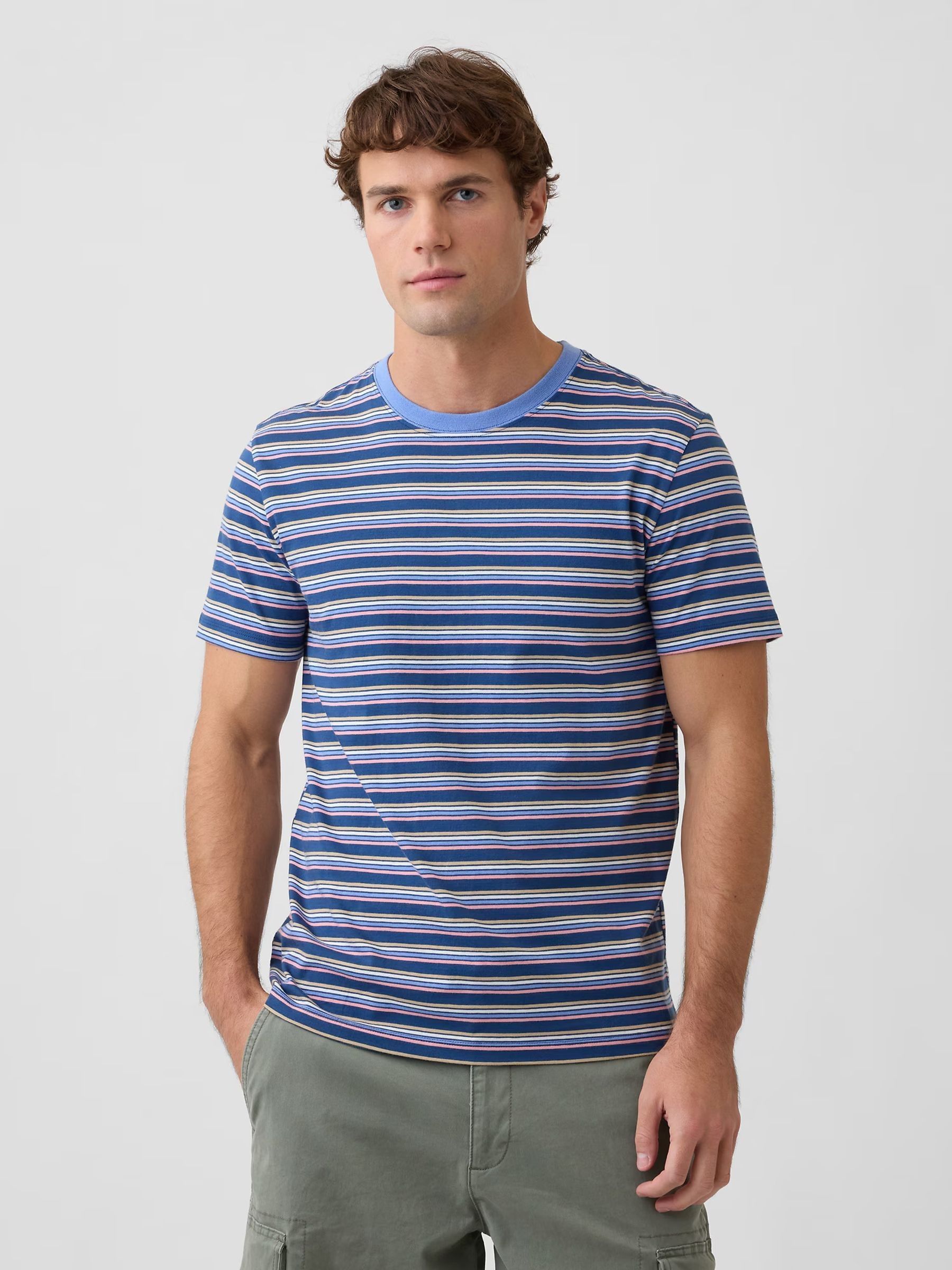 Blue Everyday Soft Stripe Short Sleeve T-Shirt - Image 1 of 2