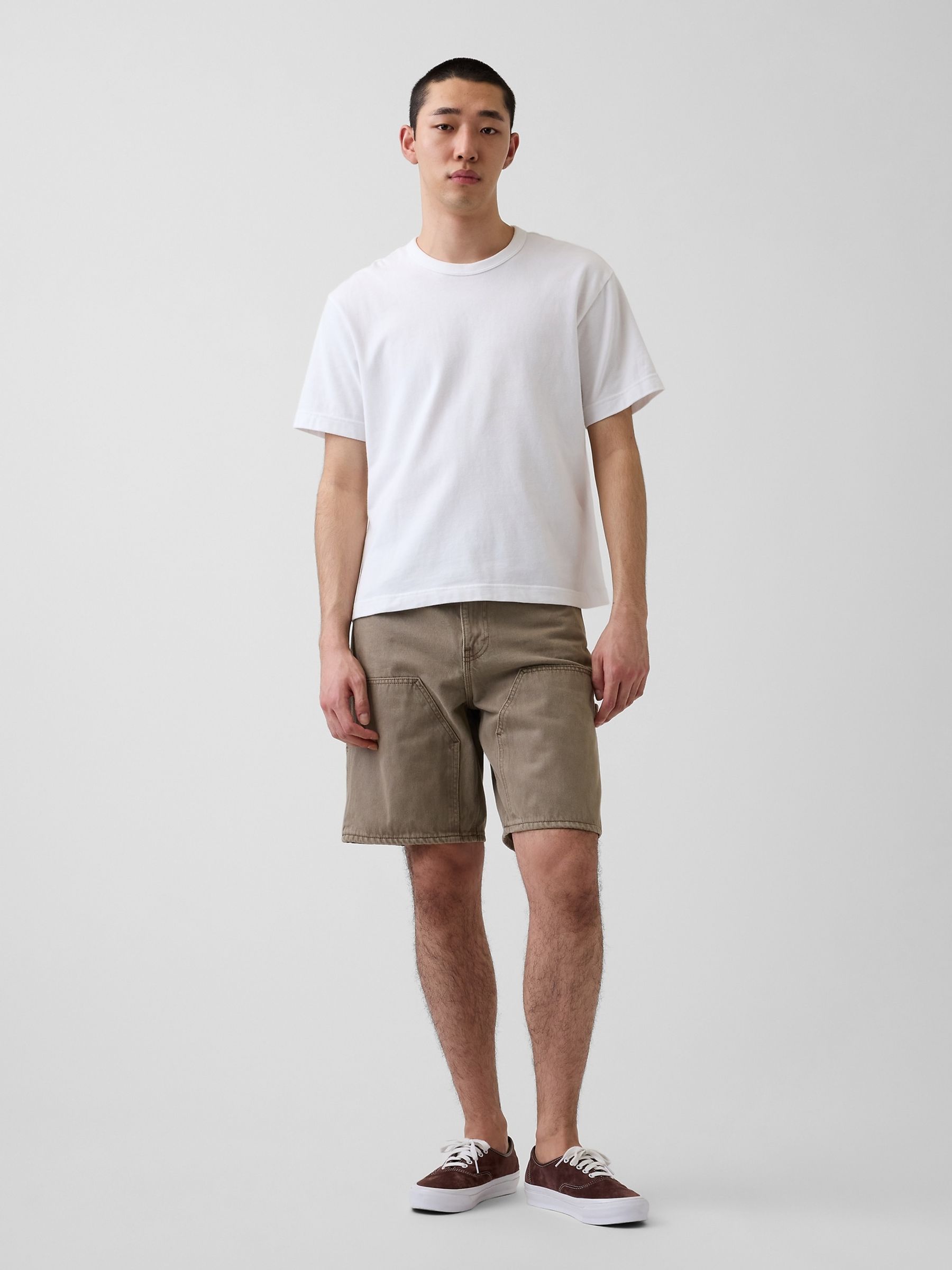 Brown 9 inch Loose Denim Carpenter Shorts - Image 4 of 6