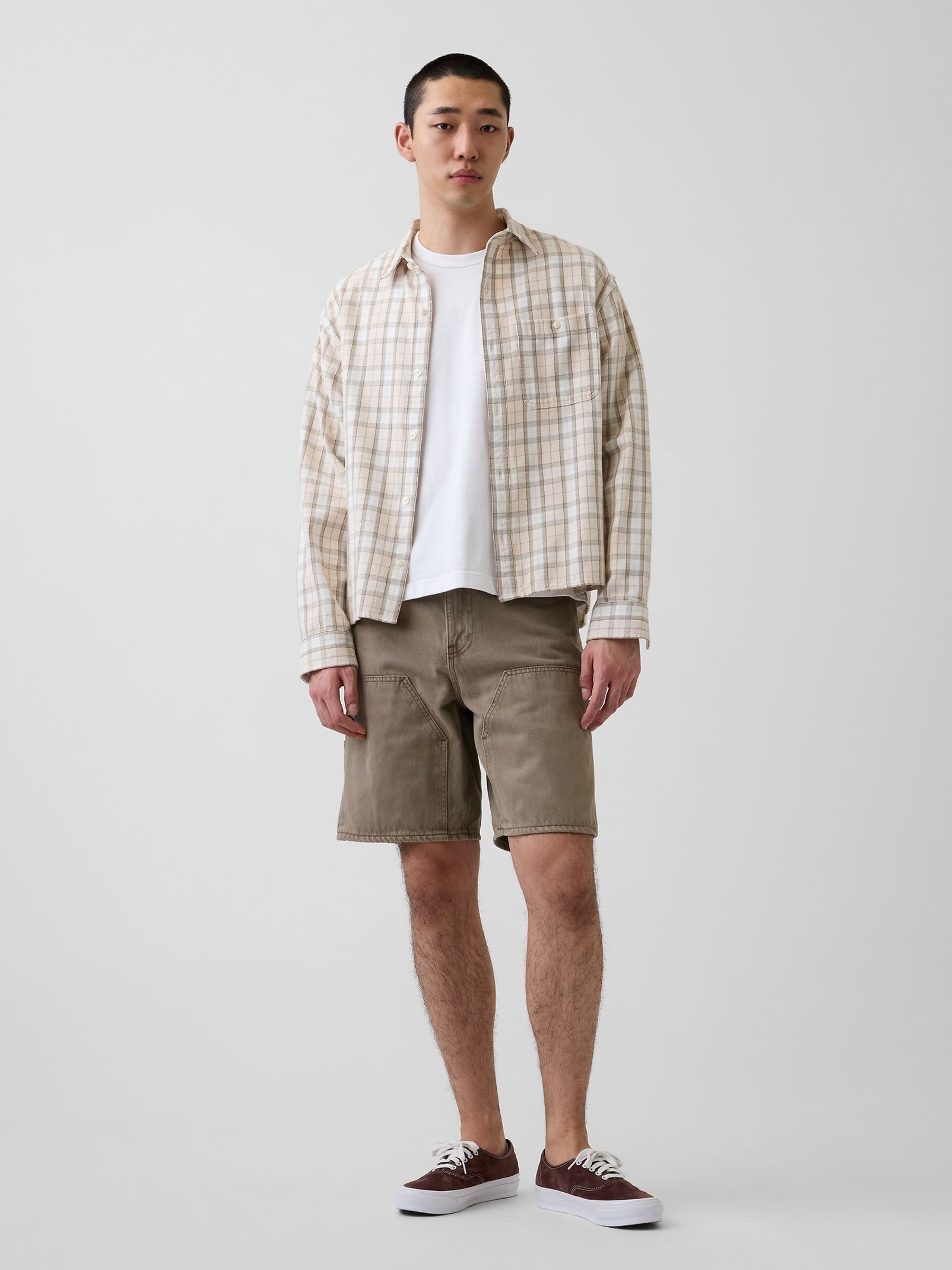 Brown 9 inch Loose Denim Carpenter Shorts - Image 5 of 6