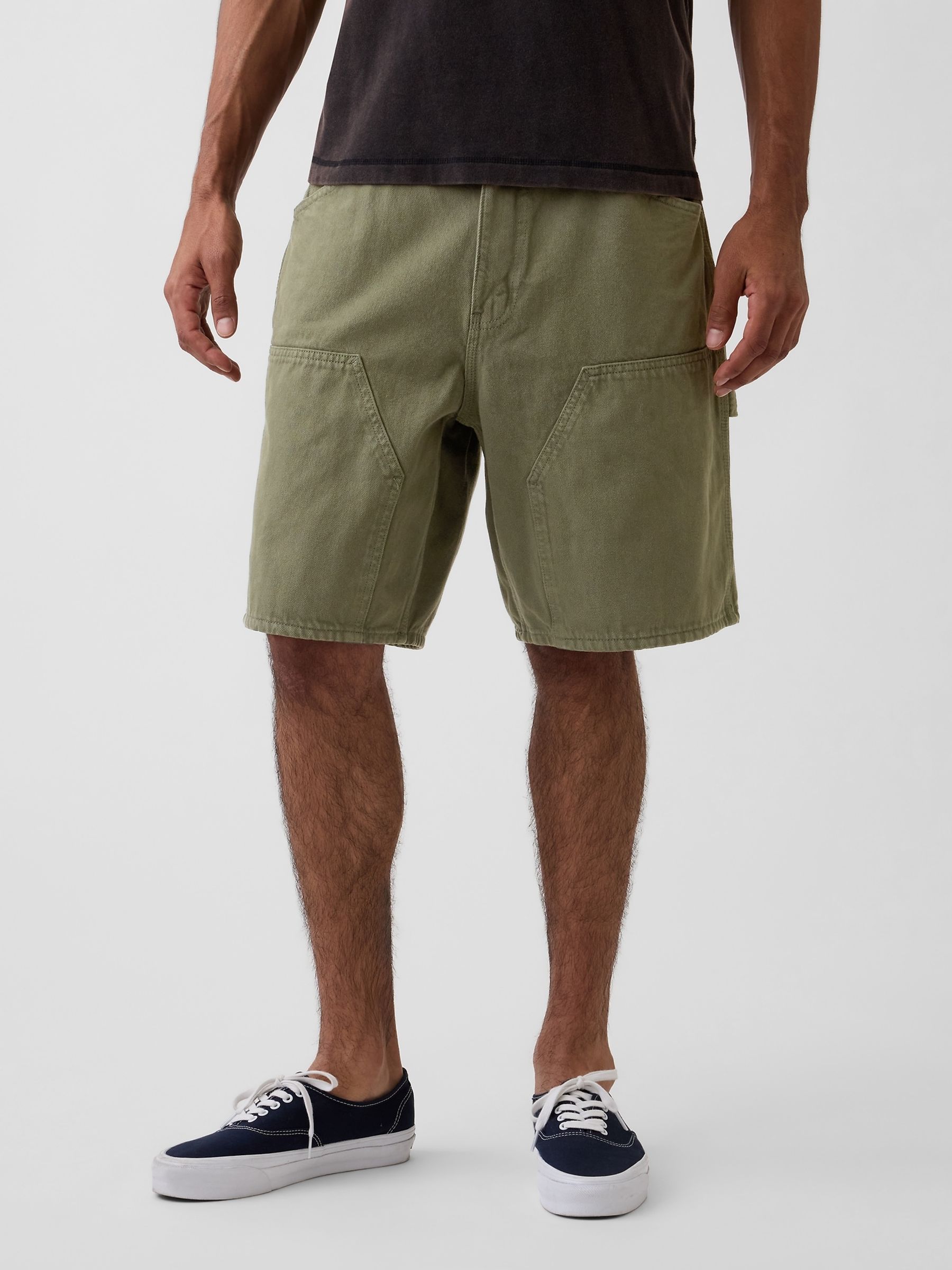 Green 9 inch Loose Denim Carpenter Shorts - Image 1 of 6