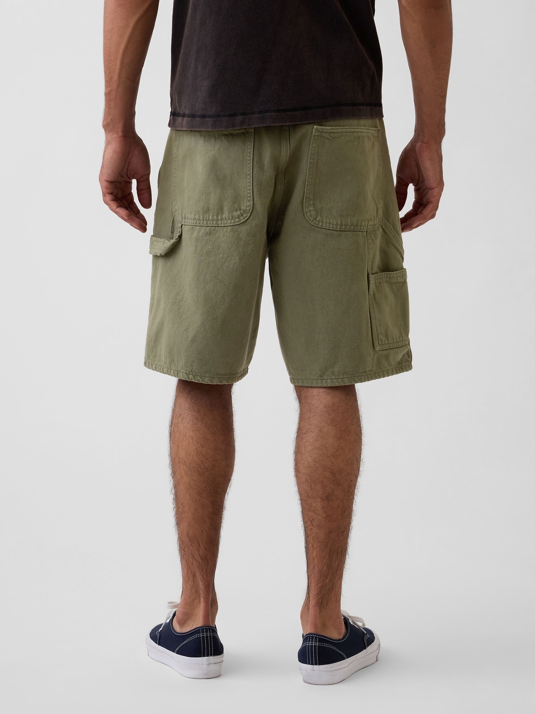 Green 9 inch Loose Denim Carpenter Shorts - Image 2 of 6
