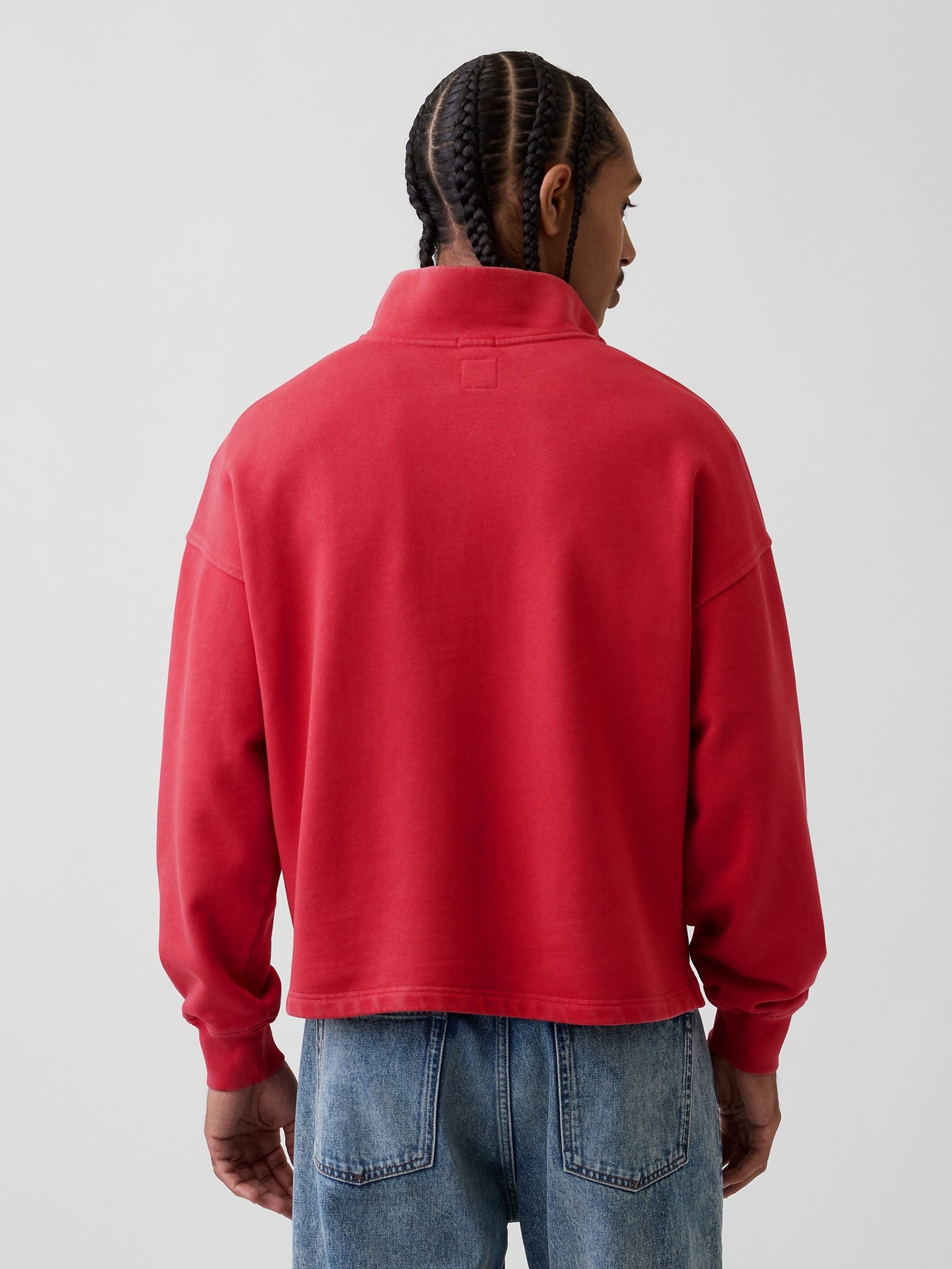 Red Heavyweight Oversized Logo Quarter-Zip Sweatshirt - Image 2 of 4
