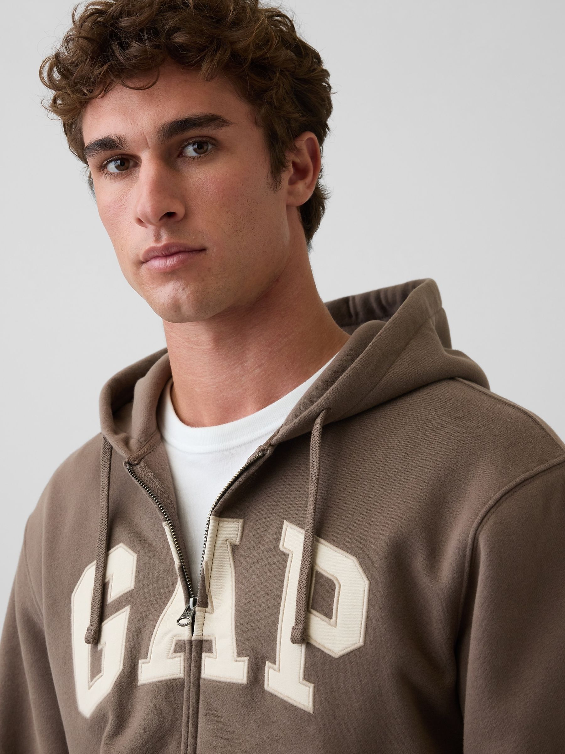 Brown Relaxed Gap Logo Zip Hoodie - Image 4 of 4
