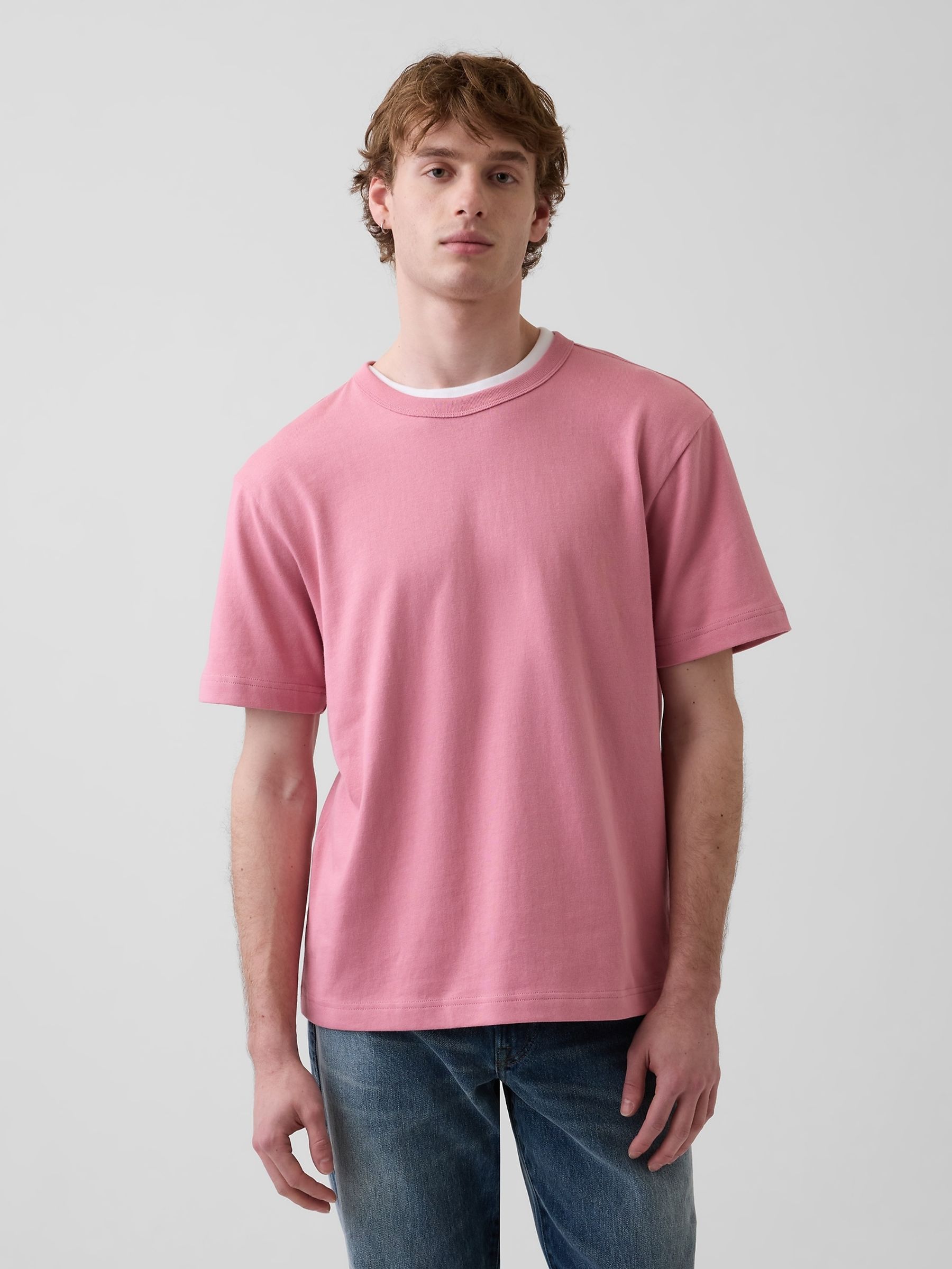 Pink Heavyweight Relaxed Short Sleeve T-Shirt - Image 1 of 4