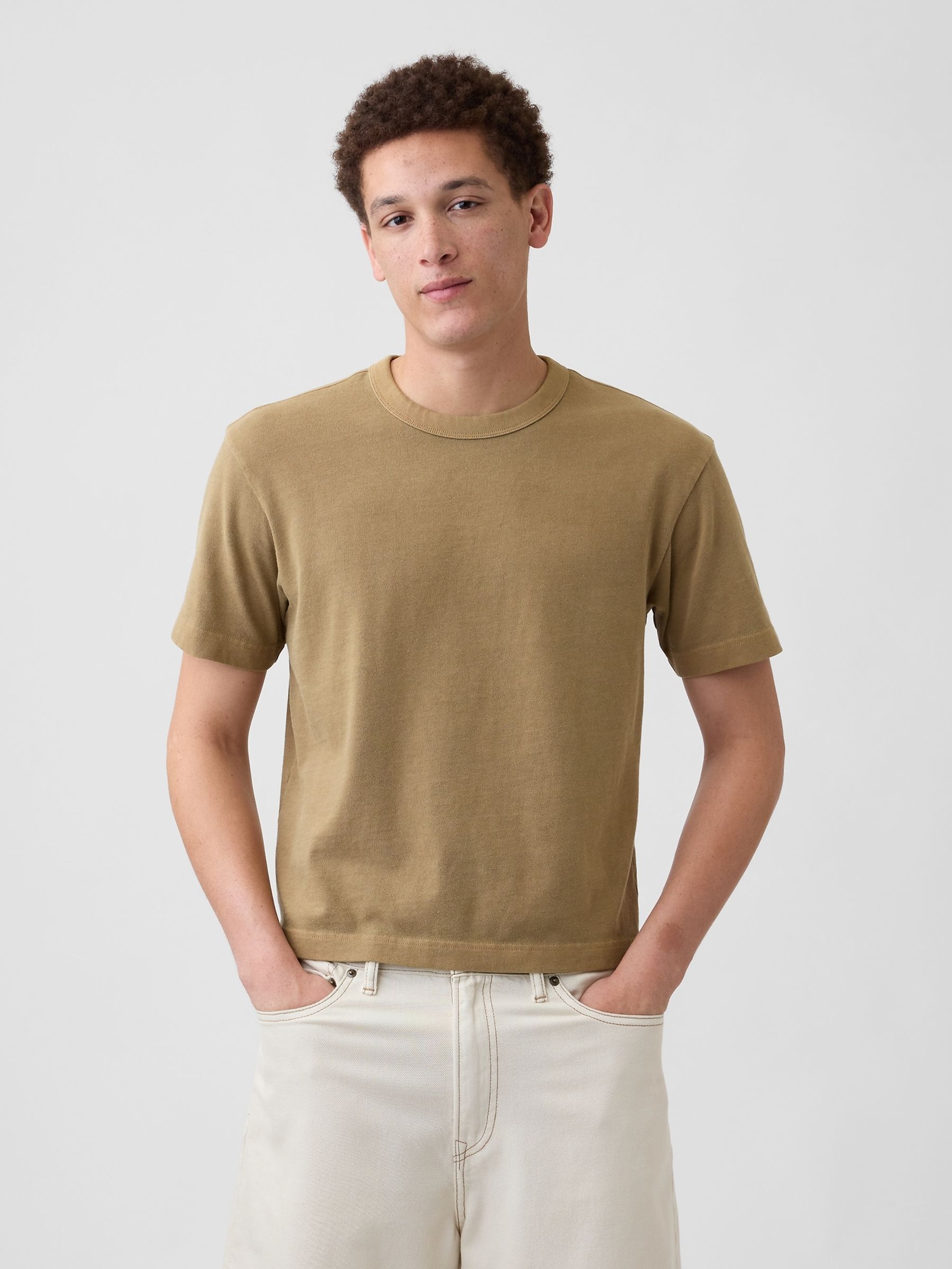 Tan Brown Heavyweight Boxy Short Sleeve T-Shirt - Image 1 of 4