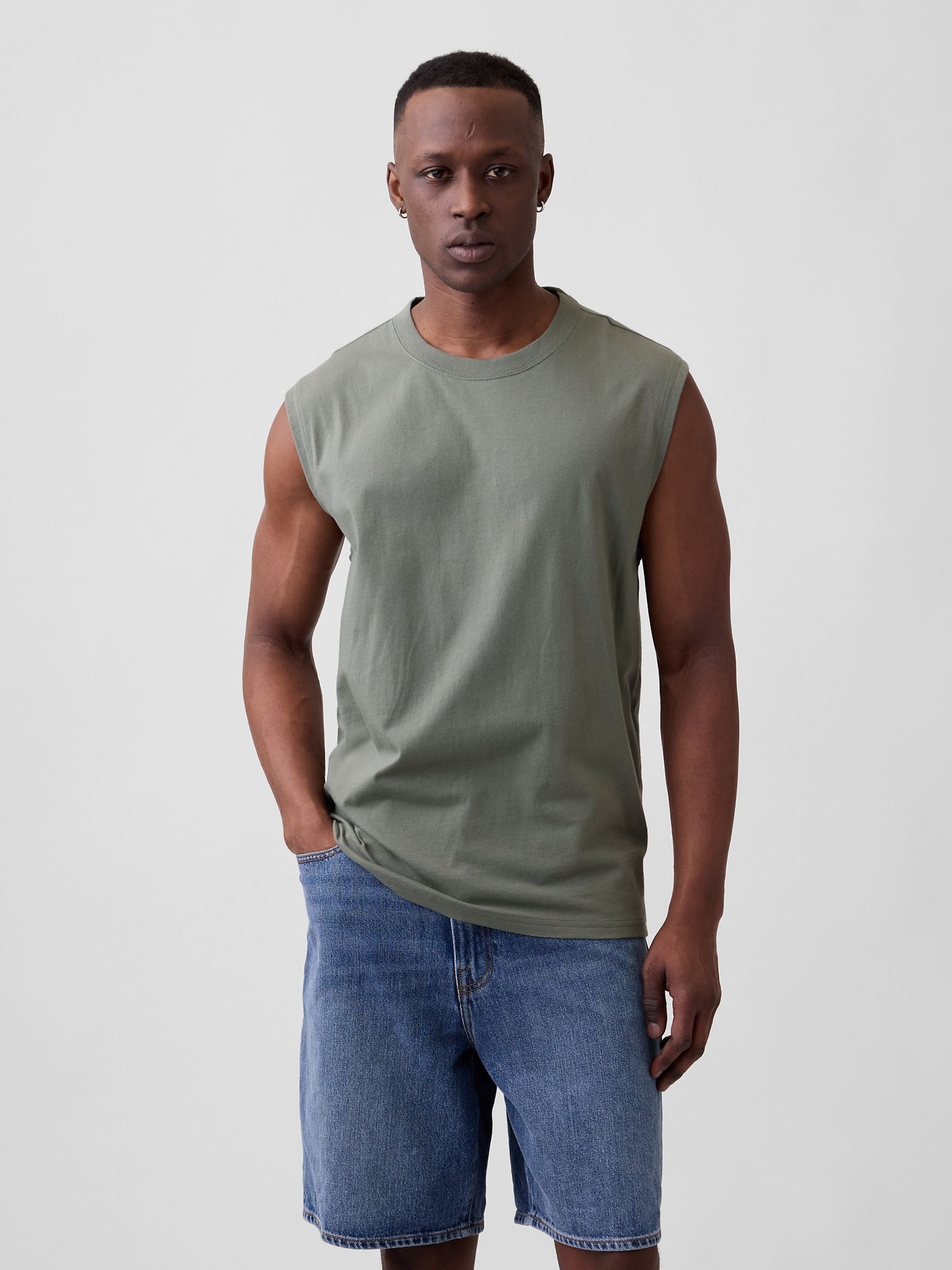 Green Everyday Soft Relaxed Muscle Vest - Image 1 of 5