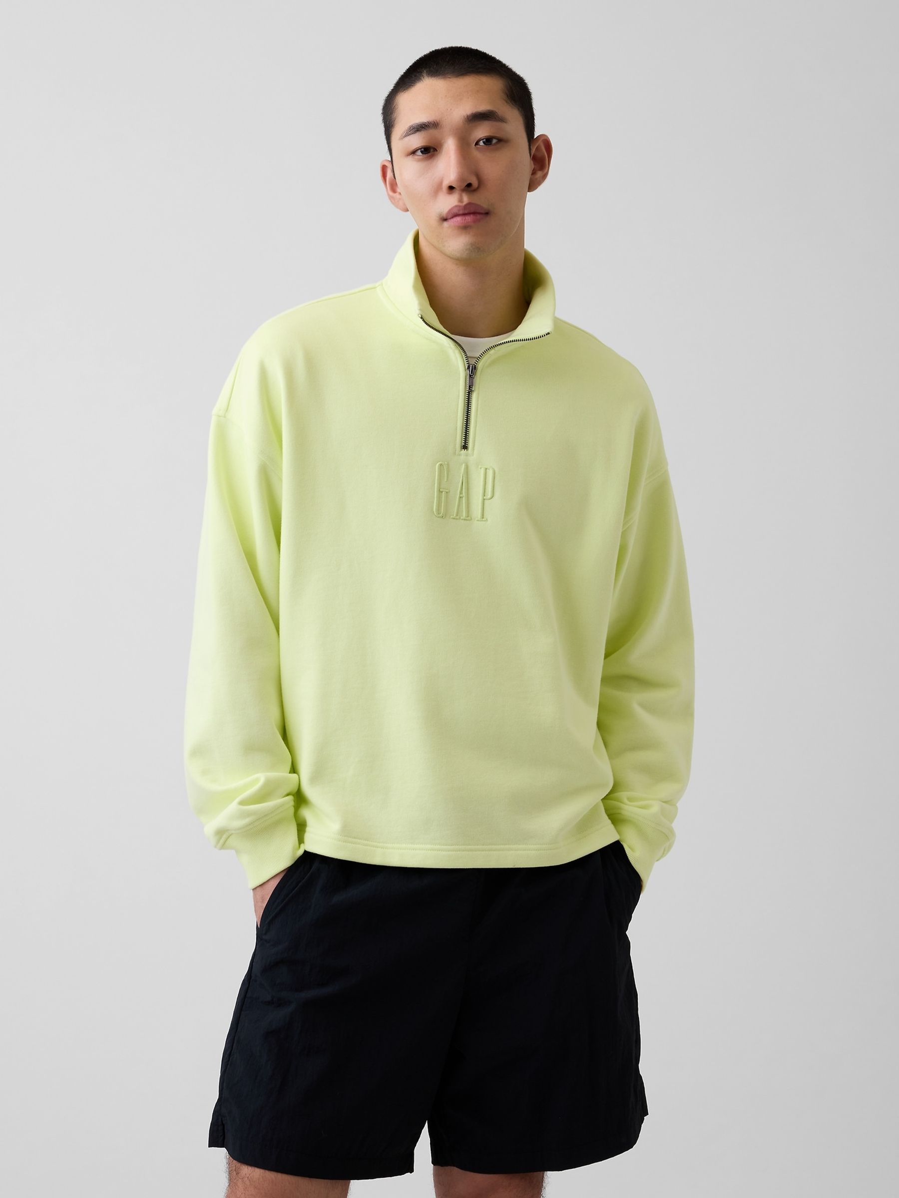 Yellow Heavyweight Oversized Logo Quarter-Zip Sweatshirt - Image 1 of 4