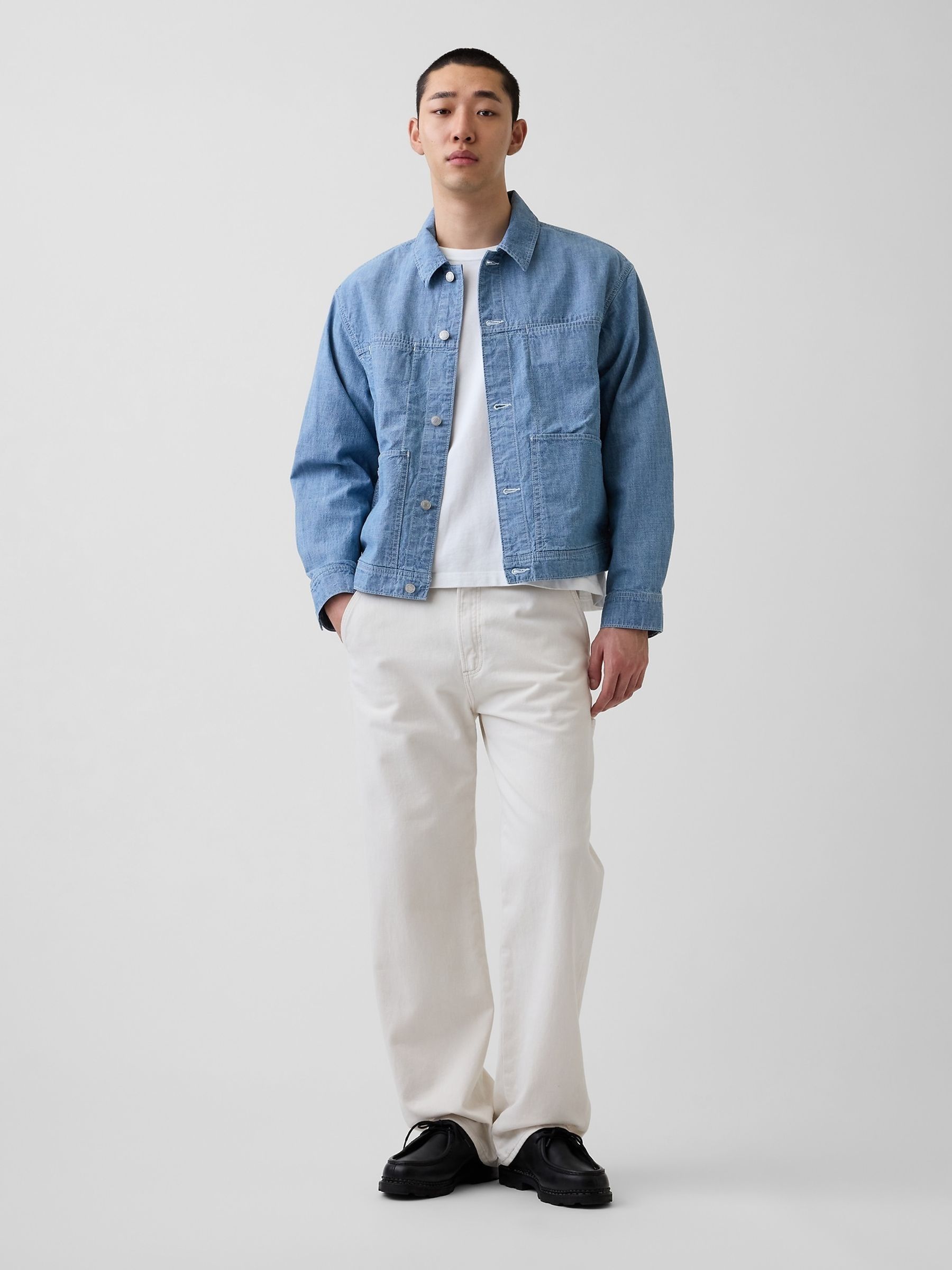 Blue Boxy Chambray Jacket - Image 3 of 4