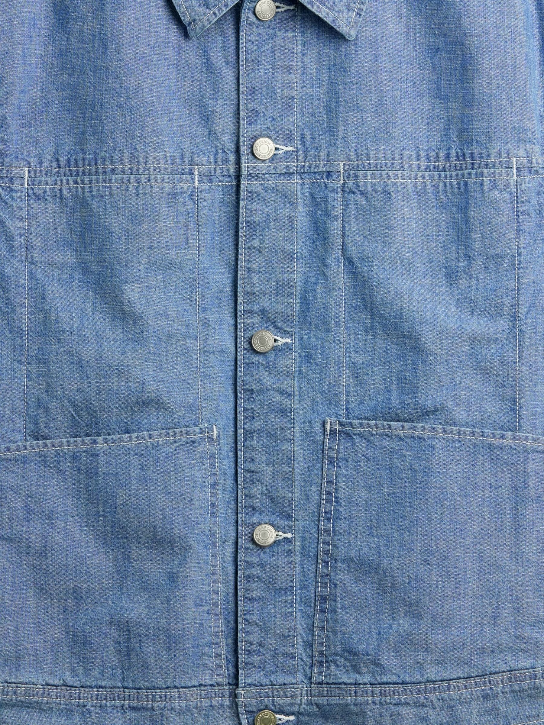 Blue Boxy Chambray Jacket - Image 4 of 4
