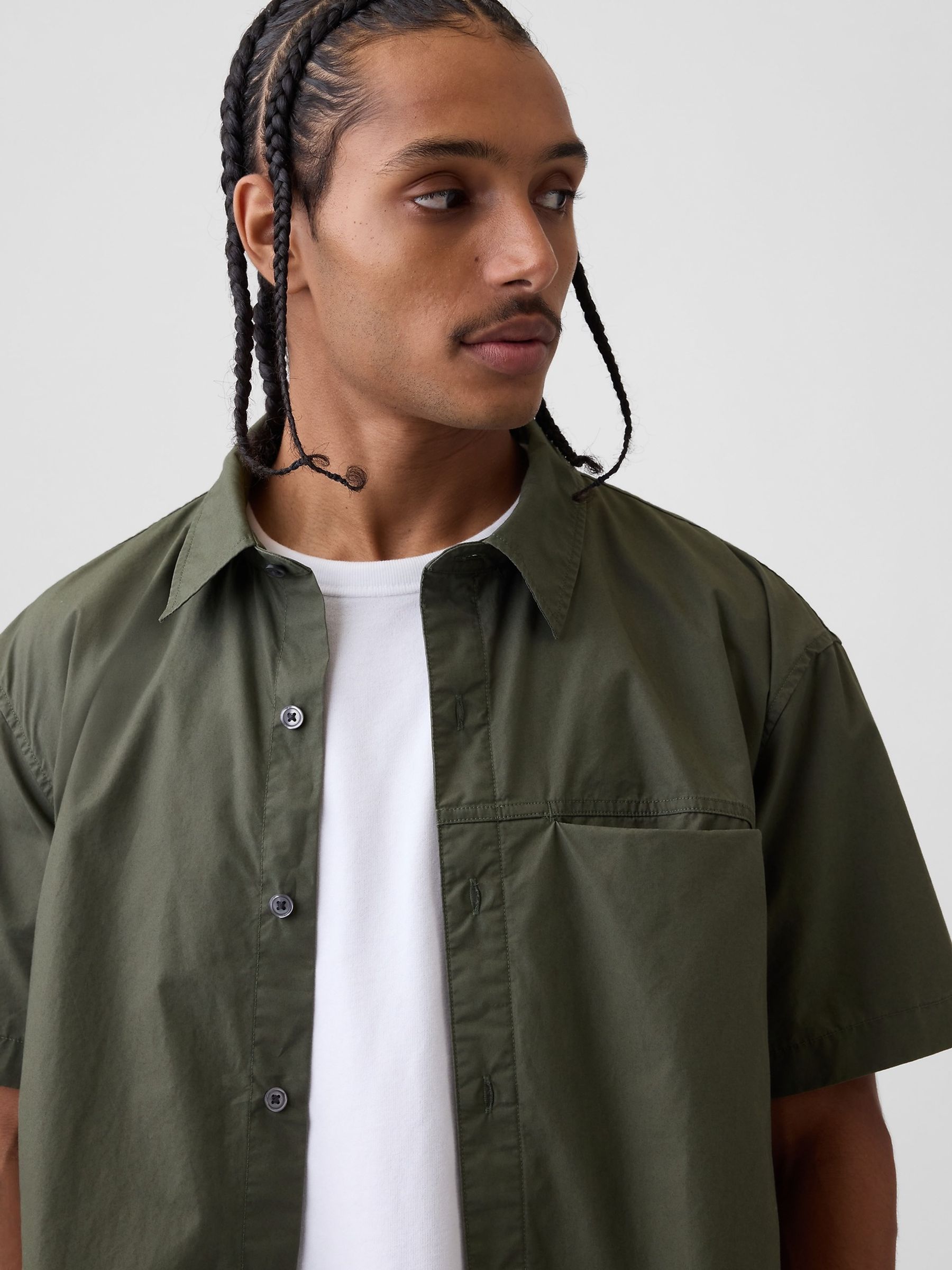 Green Poplin Relaxed Shirt - Image 4 of 5