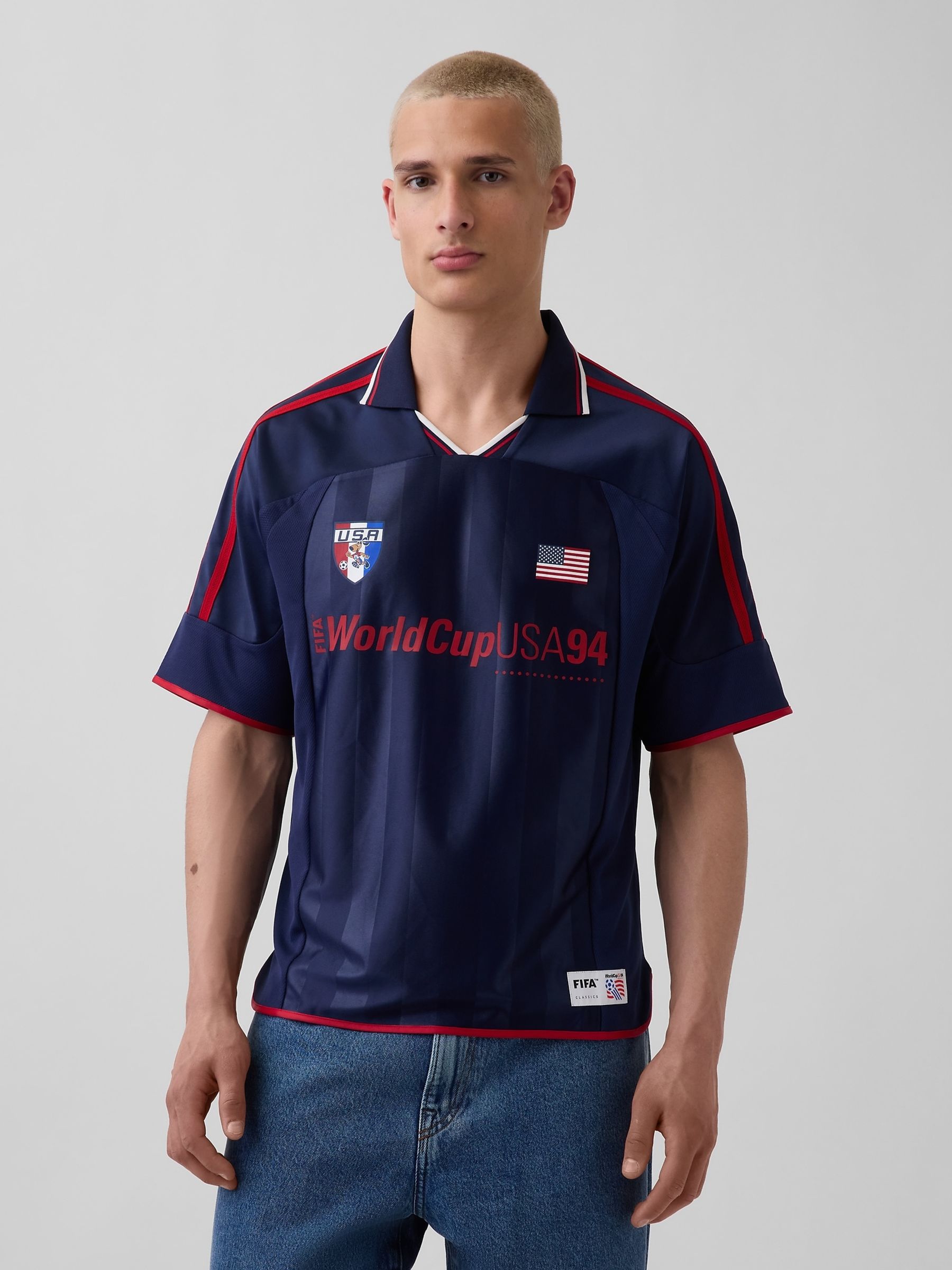 Navy USA FIFA WORLD CUP™ Oversized Football Jersey T-Shirt - Image 1 of 5 Navy USA FIFA WORLD CUP™ Oversized Football Jersey T-Shirt - Image 1 of 5