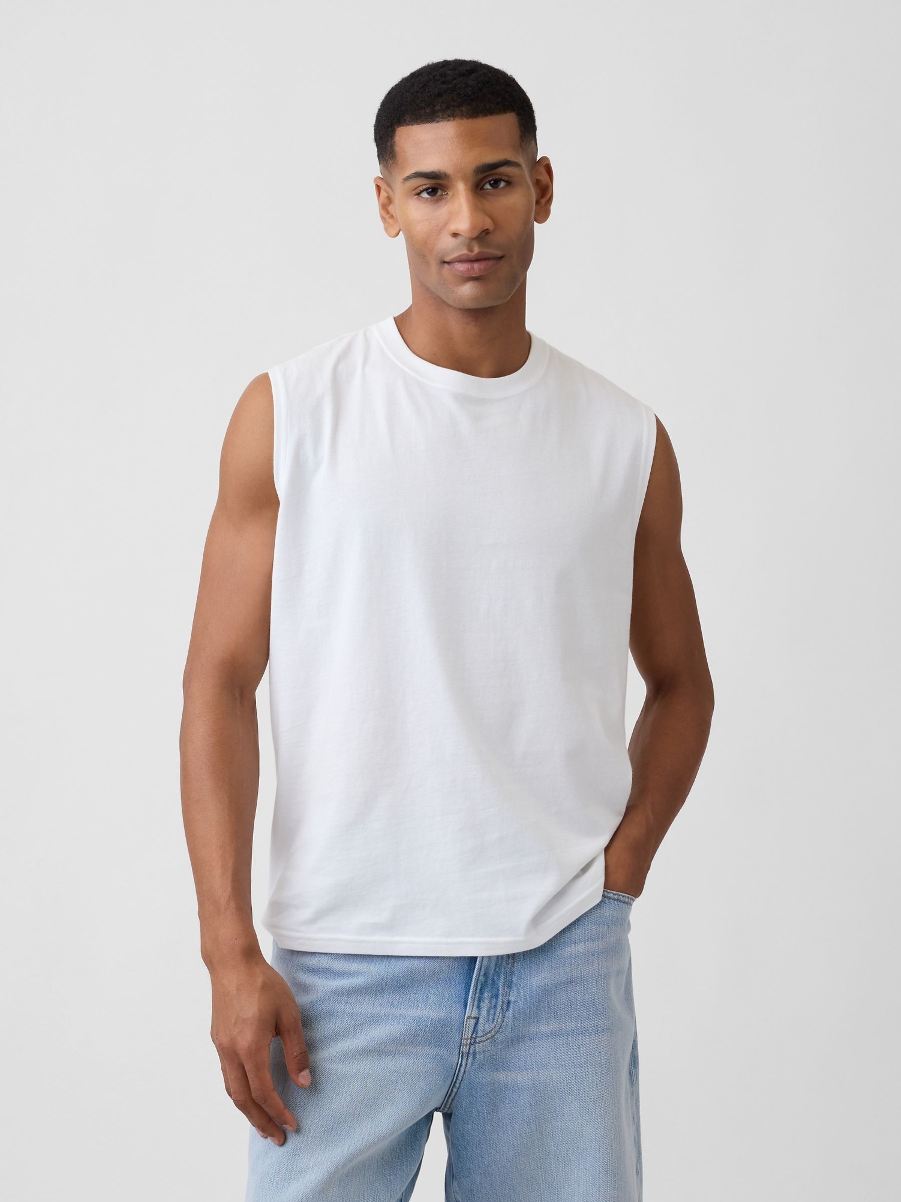 White Everyday Soft Relaxed Muscle Vest - Image 1 of 5