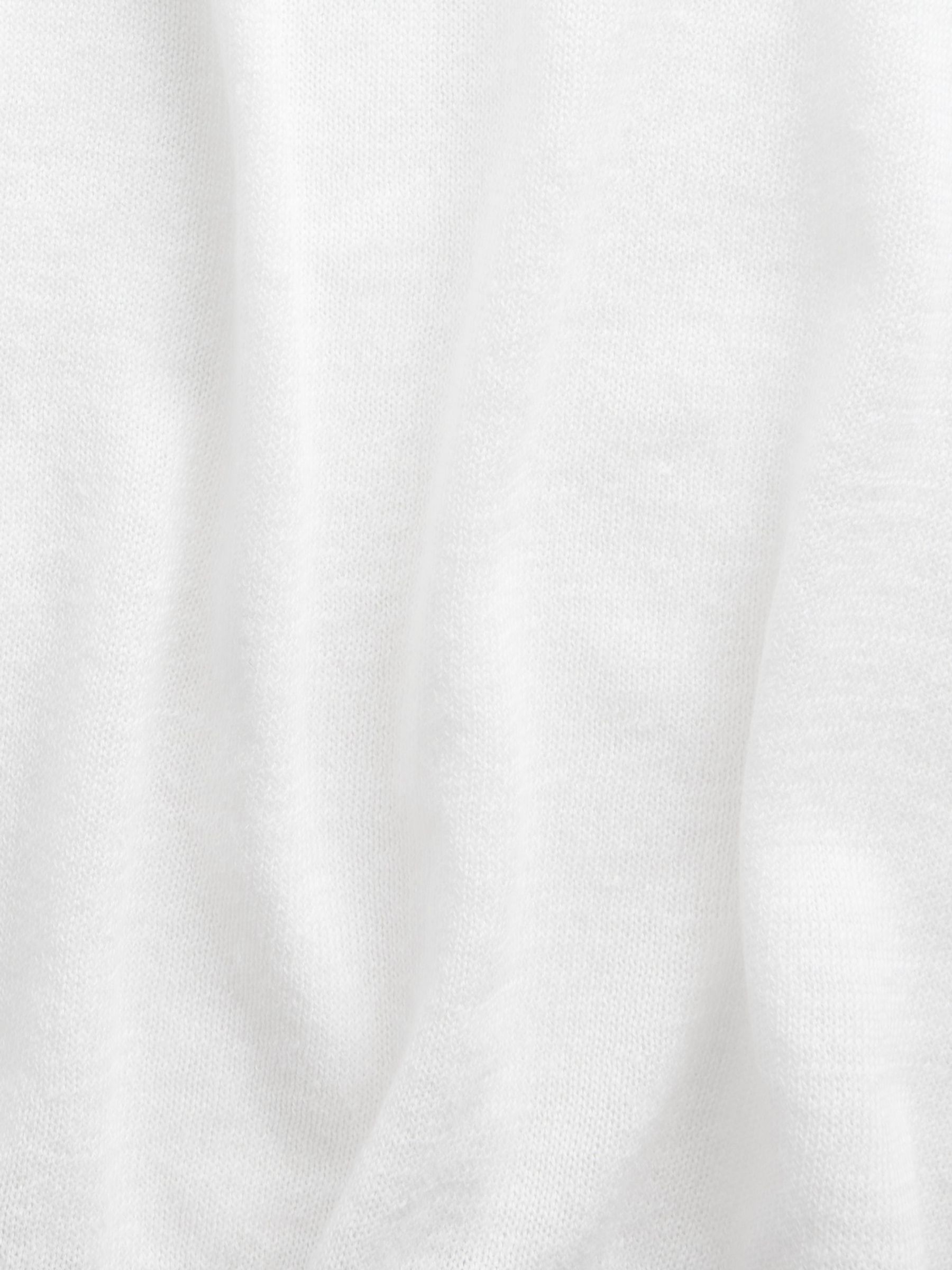 White Linen-Blend Knit Short Sleeve T-Shirt - Image 4 of 4