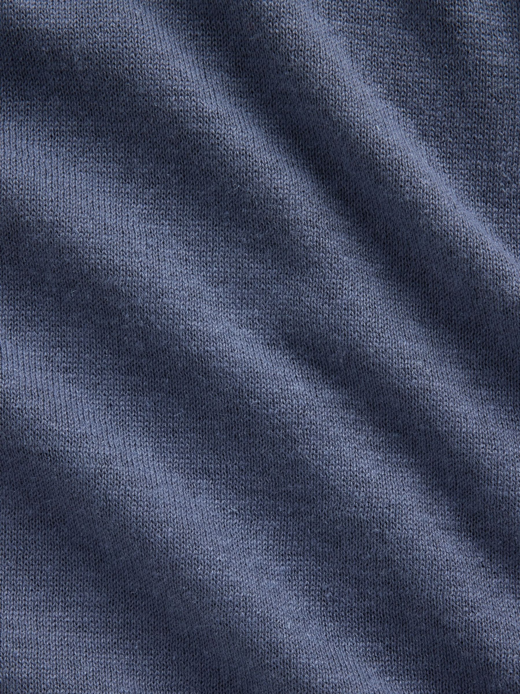 Navy Linen-Blend Knit Short Sleeve T-Shirt - Image 4 of 4
