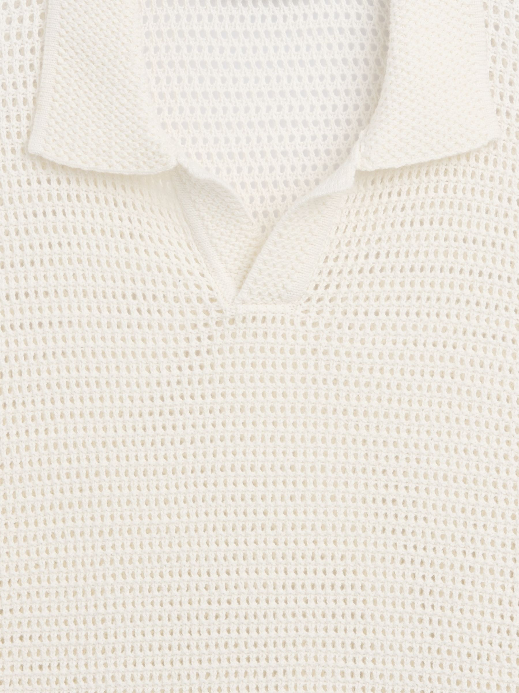 Cream Mesh Polo Shirt - Image 4 of 4