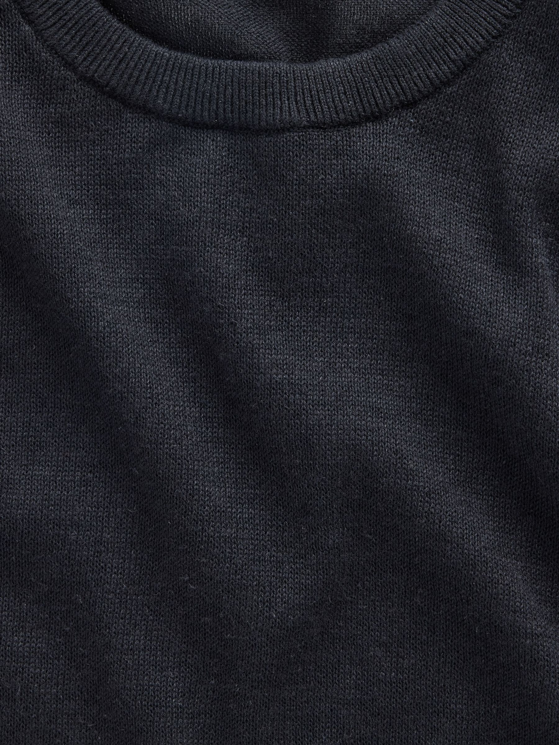 Black Linen-Blend Knit Short Sleeve T-Shirt - Image 4 of 4