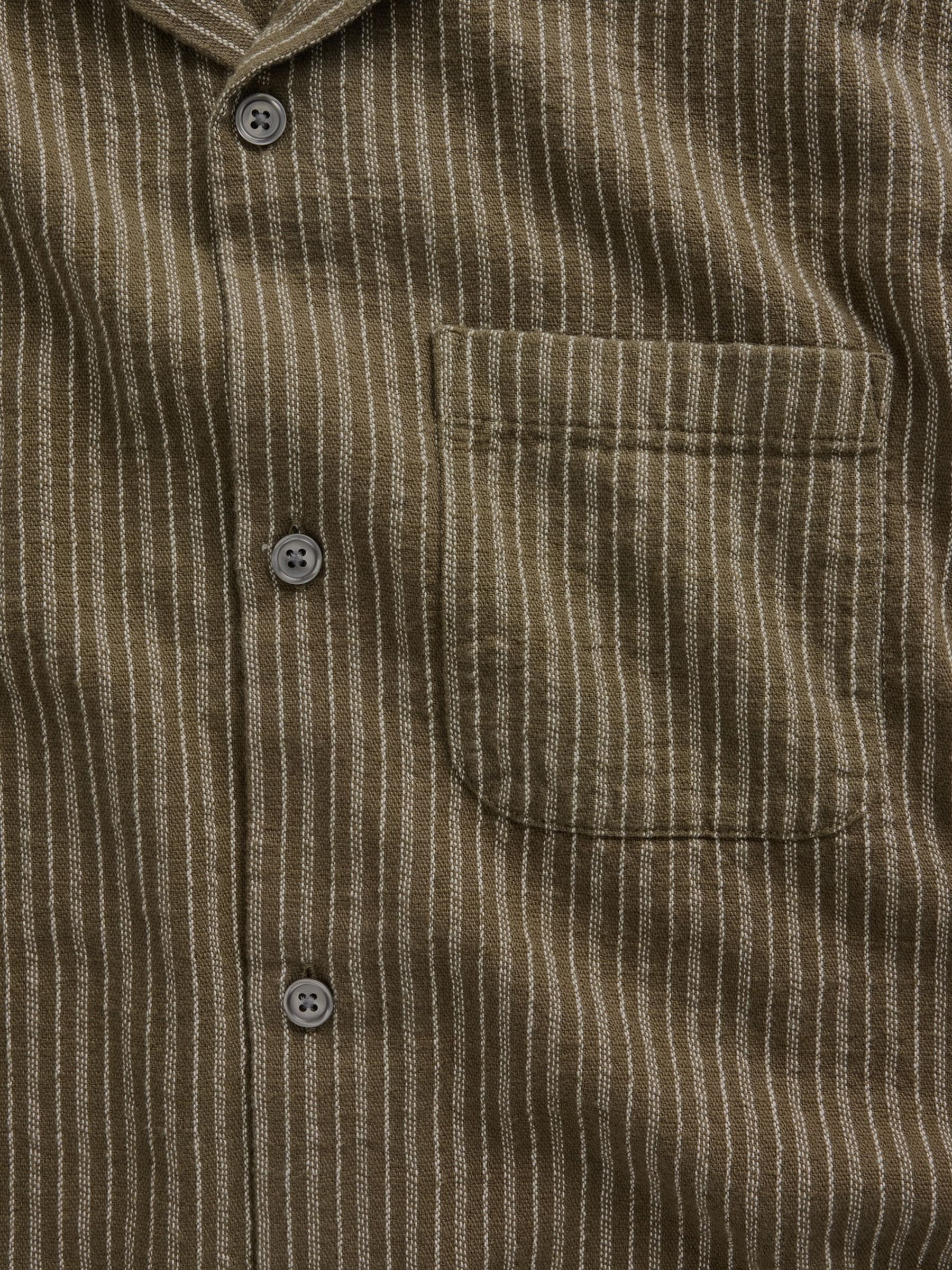 Green Dobby Stripe Relaxed Straight-Hem Shirt - Image 4 of 4 Green Dobby Stripe Relaxed Straight-Hem Shirt - Image 4 of 4