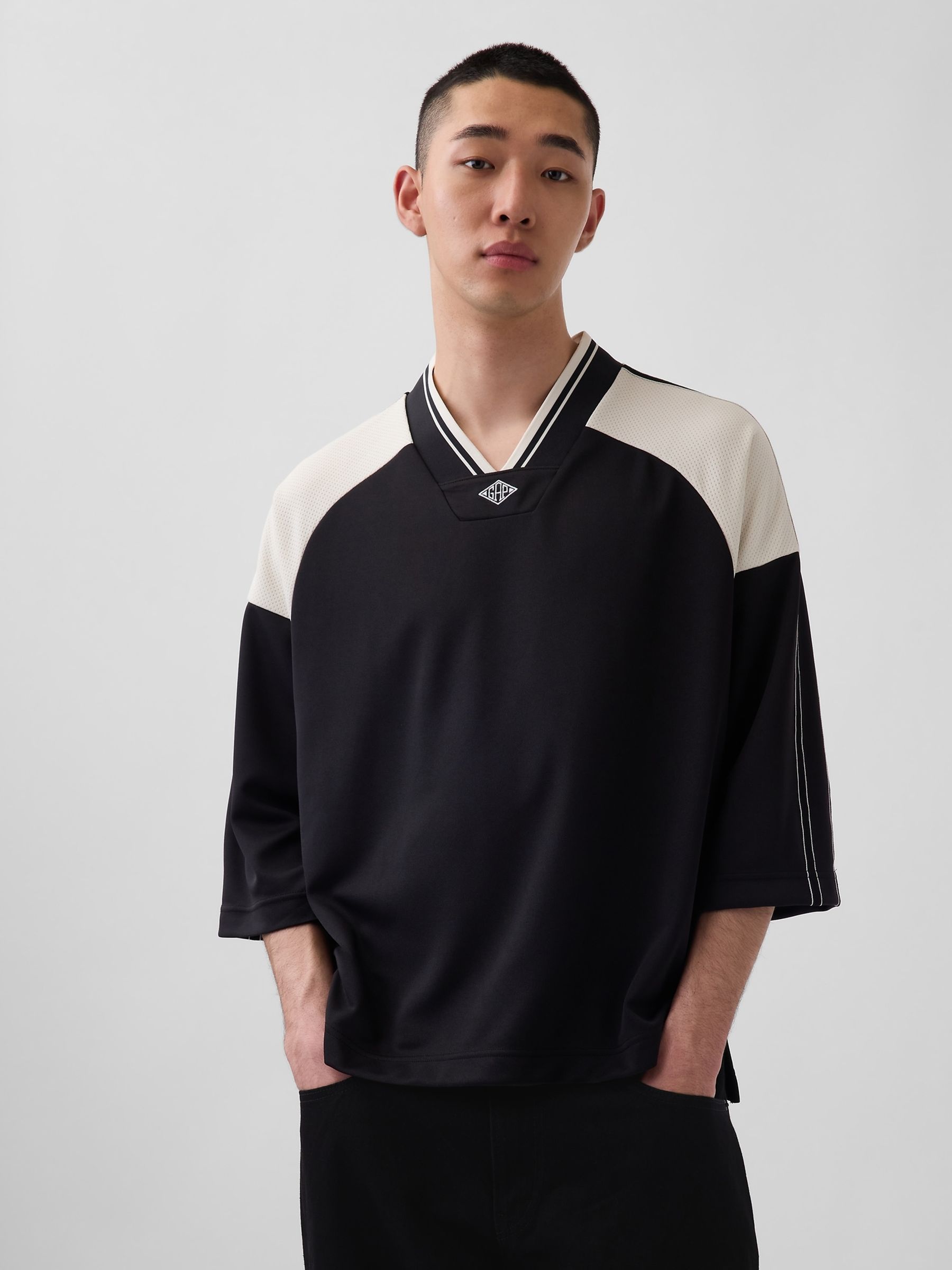 OuiGap Black Oversized Logo Jersey T-Shirt - Image 1 of 4