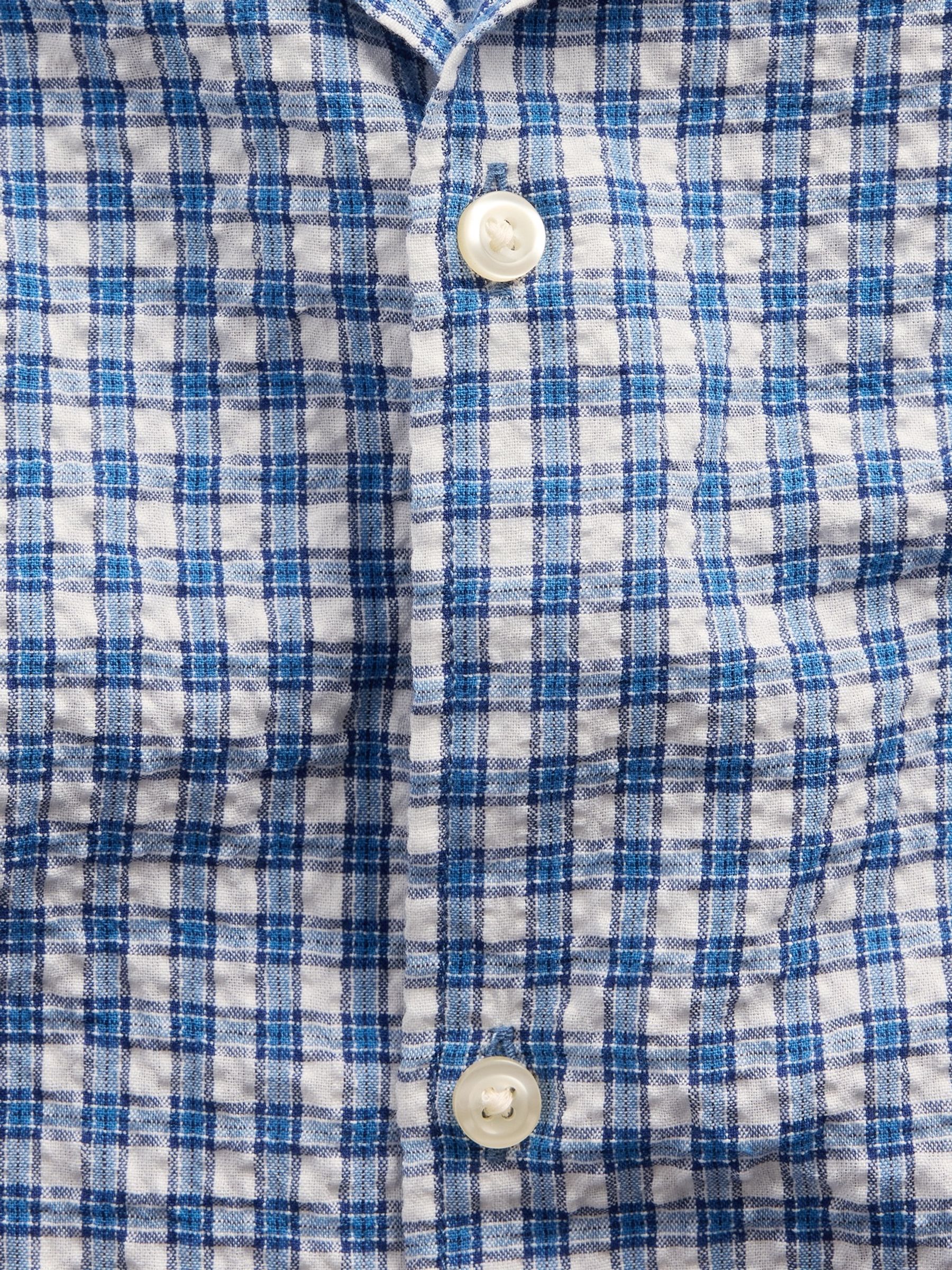 Blue Check Crinkle-Cotton Holiday Shirt - Image 5 of 5