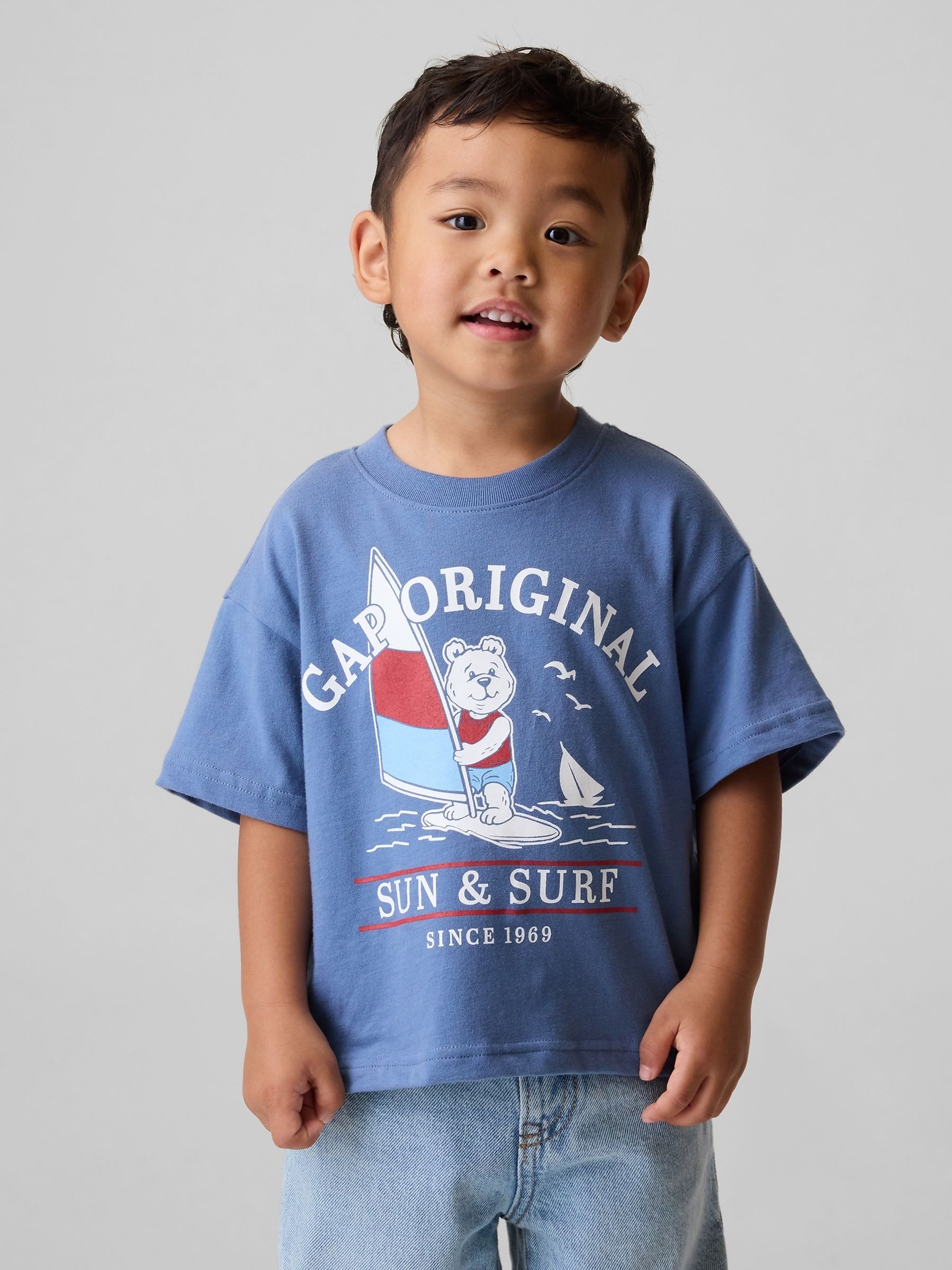 Blue Oversized Graphic T-Shirt - Image 1 of 4