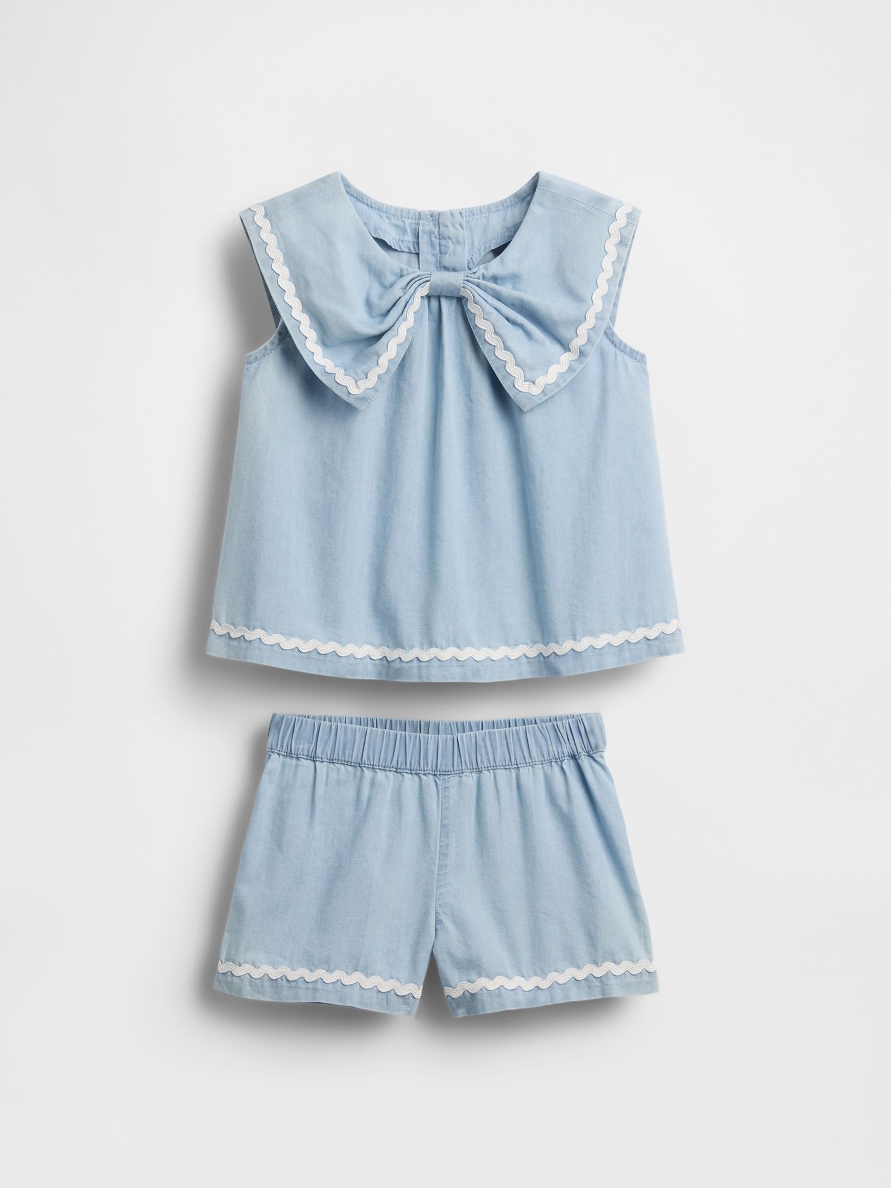 Blue Denim Bow Outfit Set - Image 2 of 4