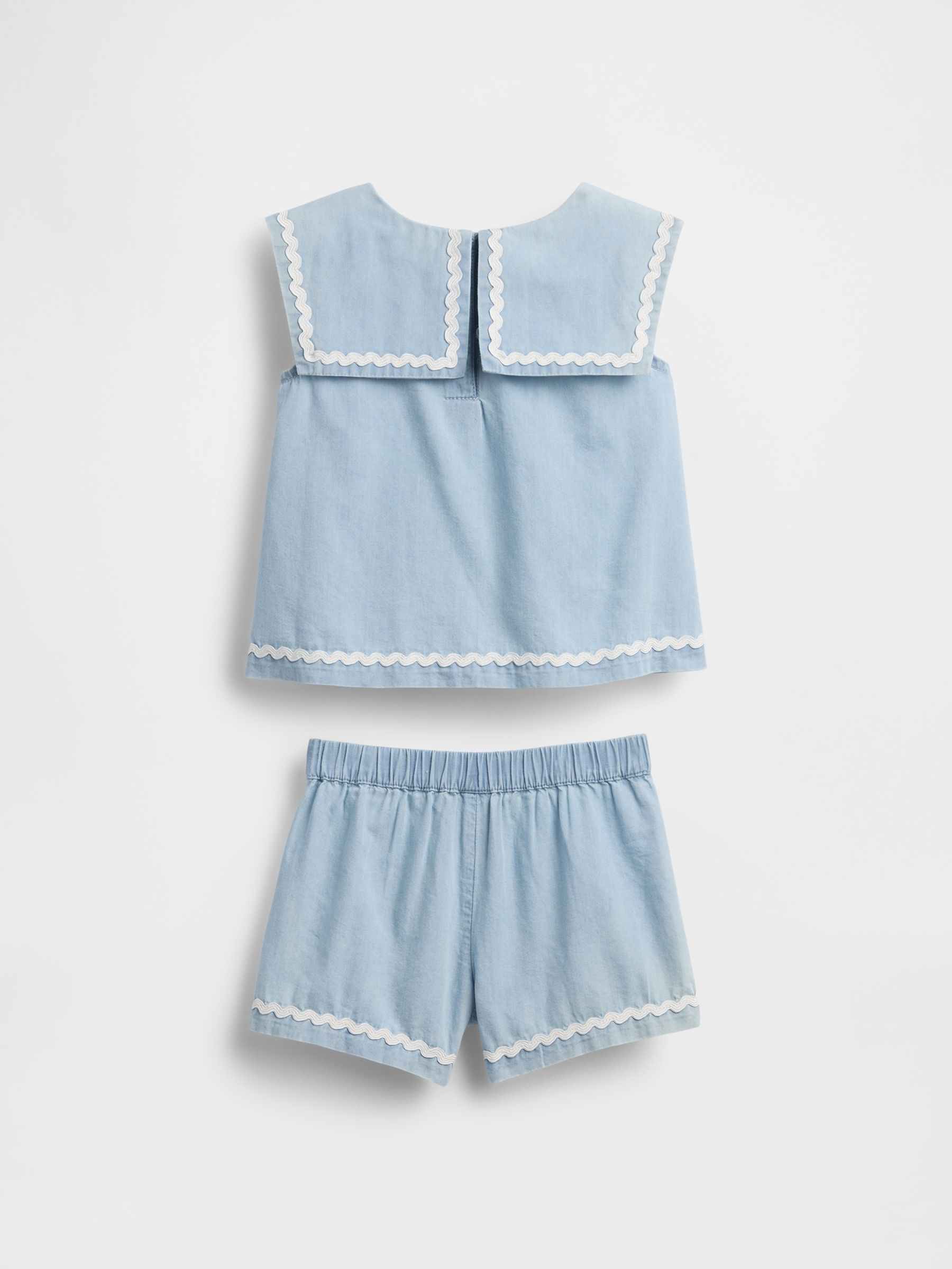 Blue Denim Bow Outfit Set - Image 3 of 4