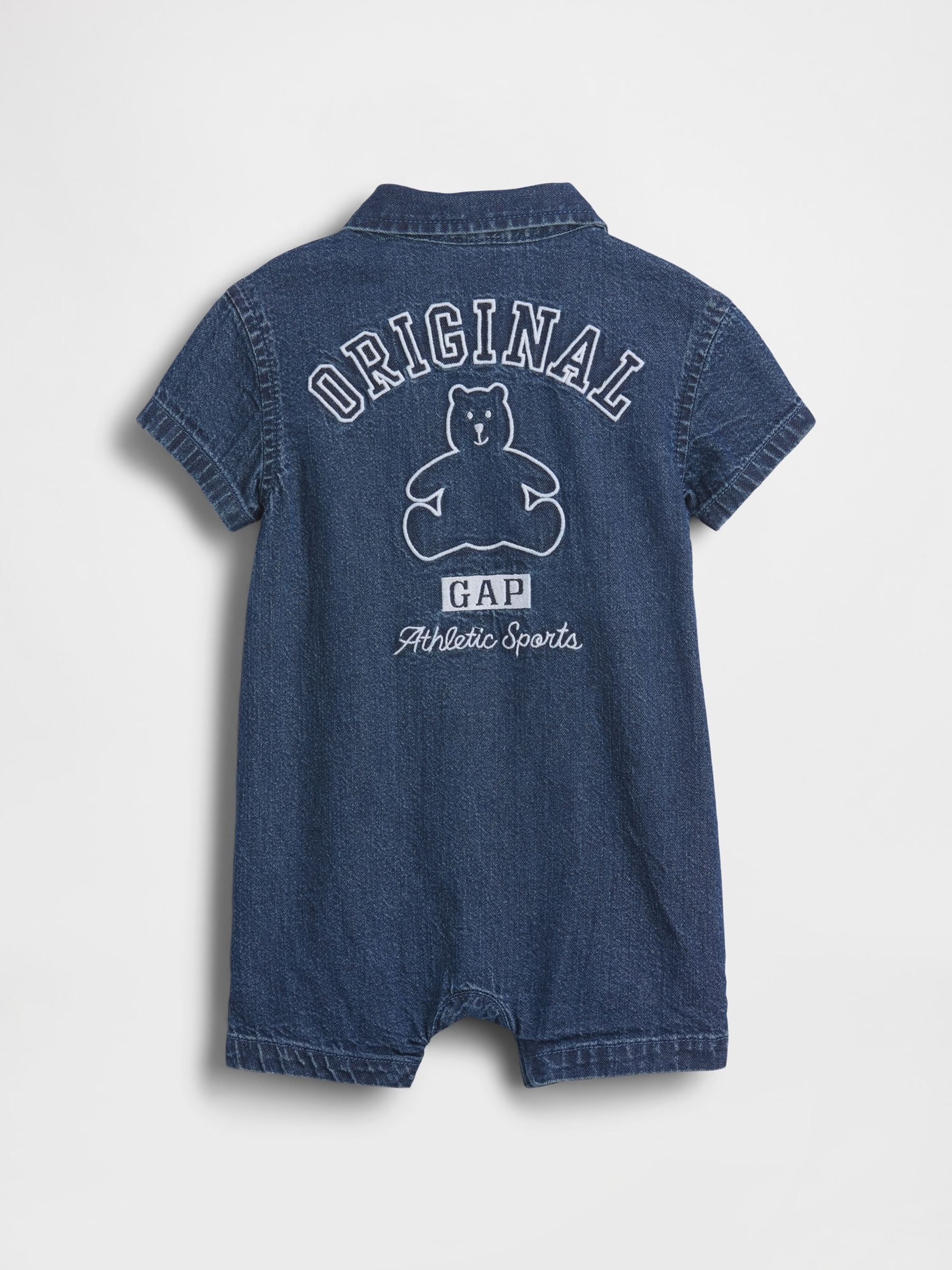 Medium Wash Denim Logo Shorts One-Piece - Image 2 of 4