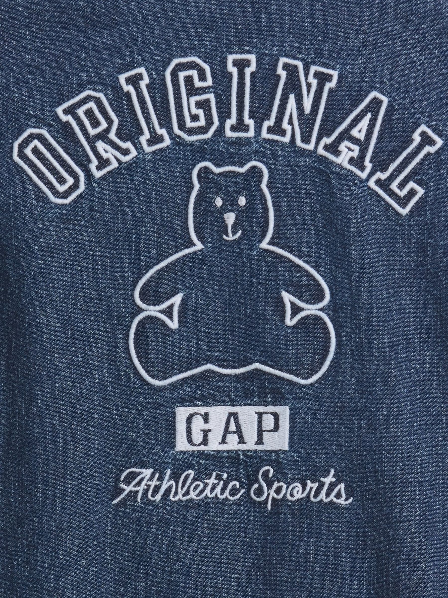 Medium Wash Denim Logo Shorts One-Piece - Image 4 of 4