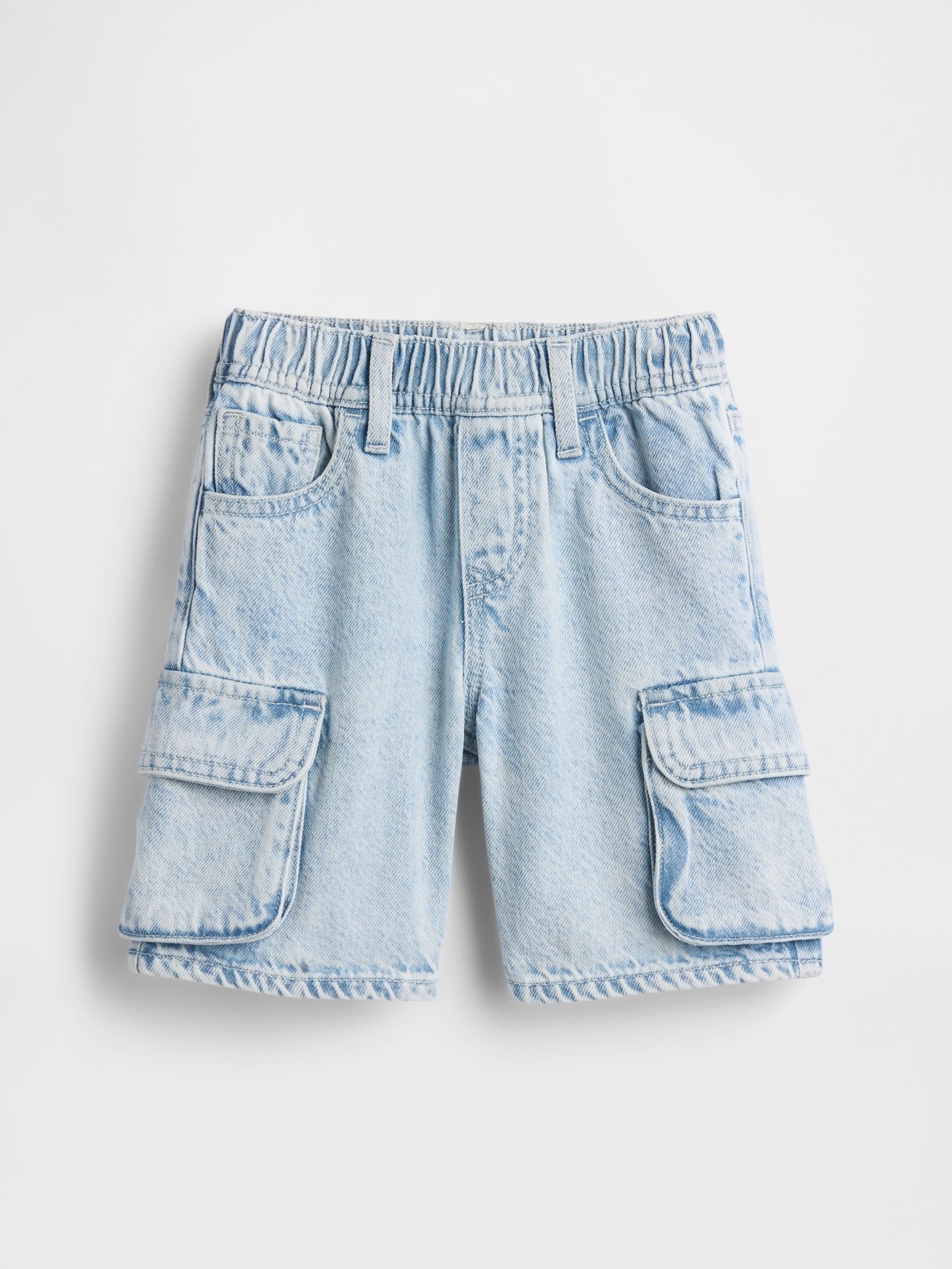 Light Wash UltraSoft Denim Pull On Cargo Shorts - Image 2 of 3 Light Wash UltraSoft Denim Pull On Cargo Shorts - Image 2 of 3