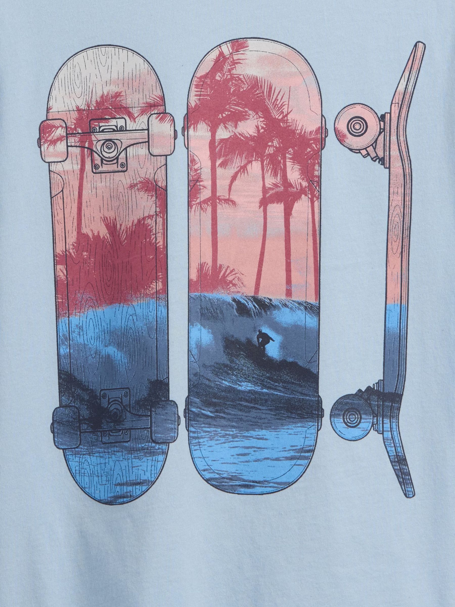 Blue Skateboard Graphic Short Sleeve T-Shirt - Image 3 of 3