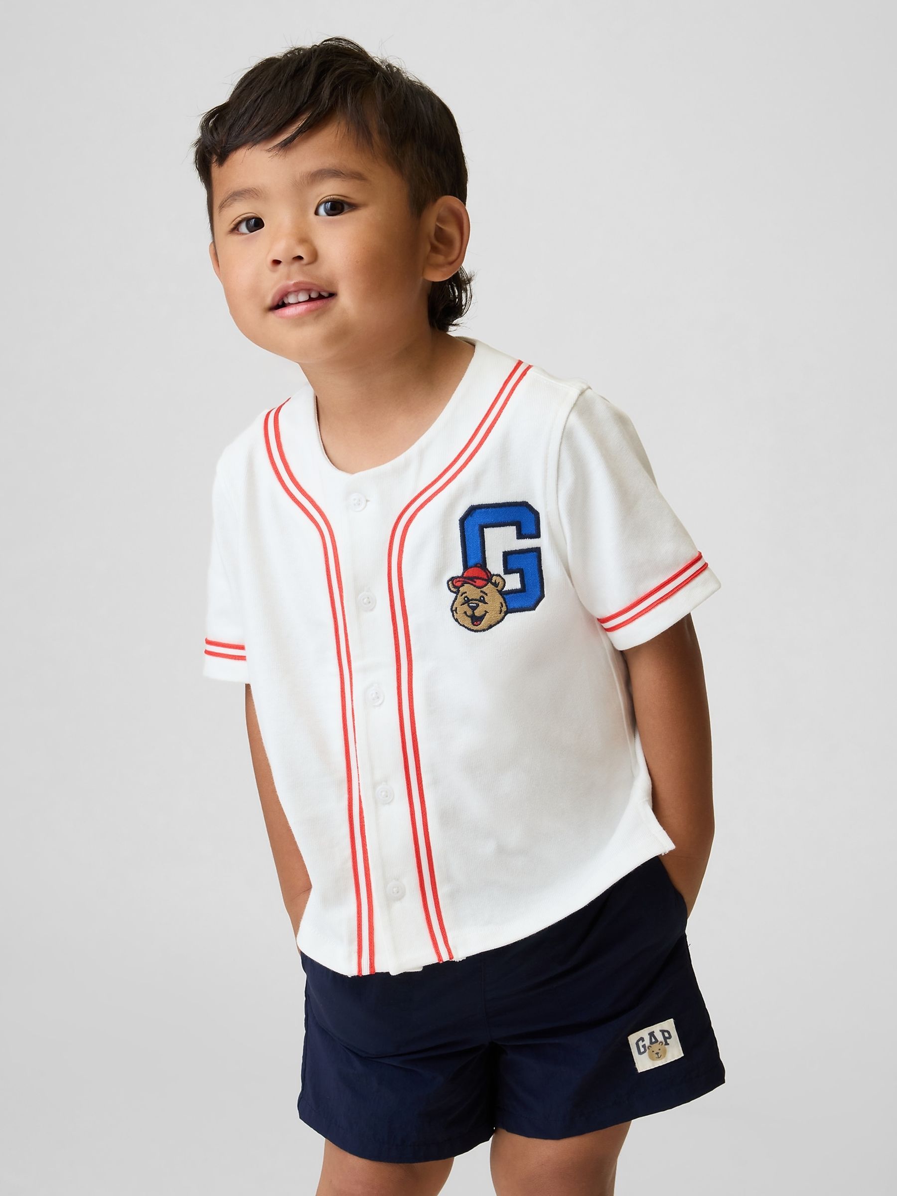 White Brannan Bear Logo Baseball Jersey T-Shirt - Image 1 of 4
