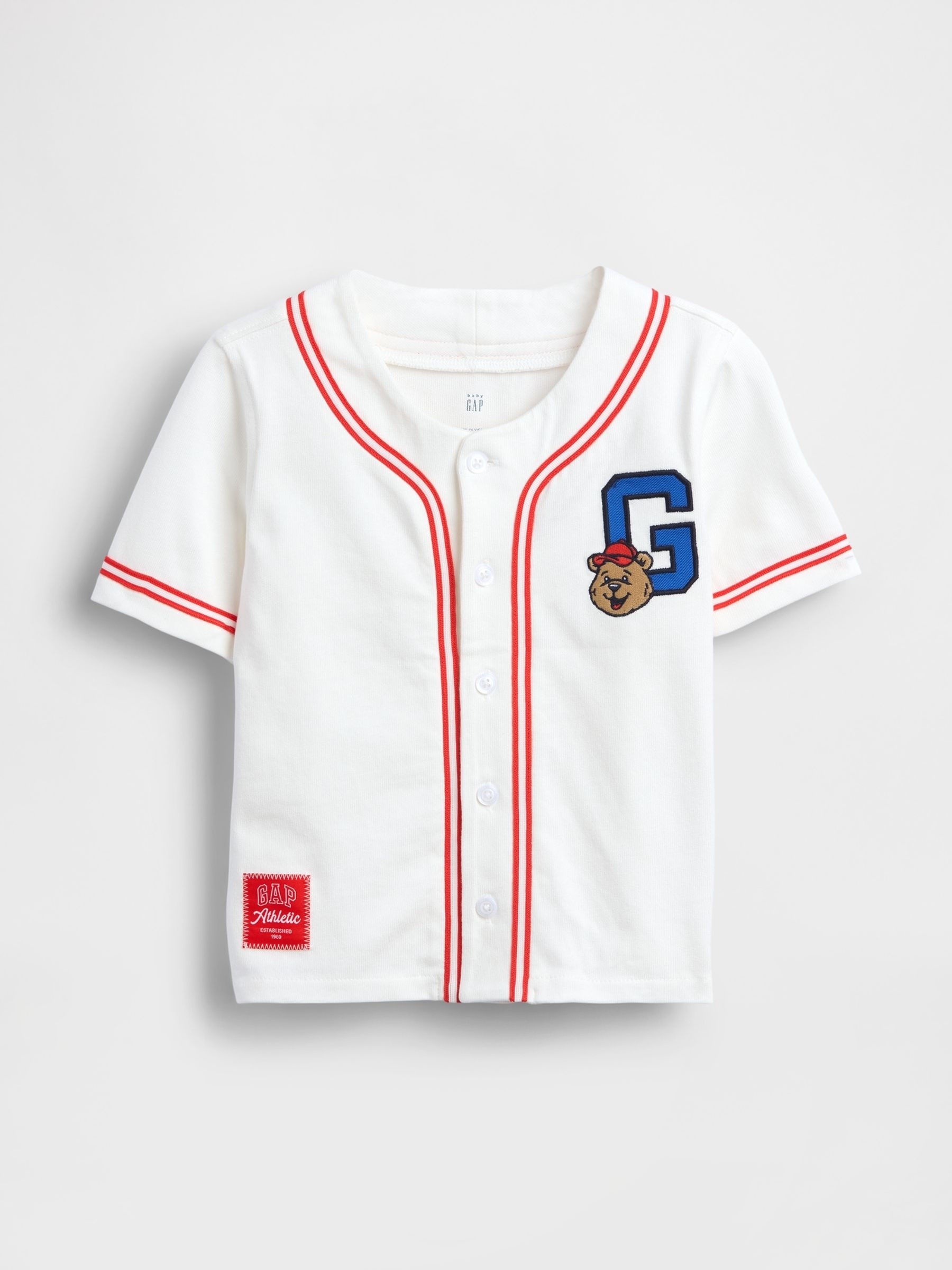 White Brannan Bear Logo Baseball Jersey T-Shirt - Image 2 of 4