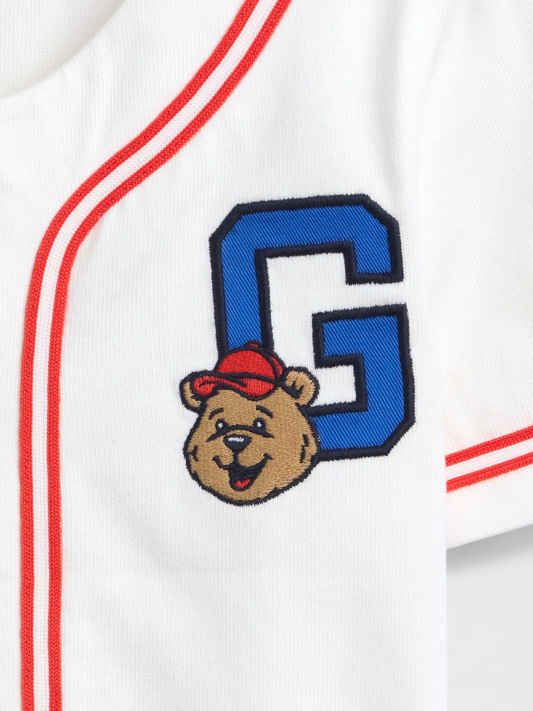 White Brannan Bear Logo Baseball Jersey T-Shirt - Image 4 of 4 White Brannan Bear Logo Baseball Jersey T-Shirt - Image 4 of 4