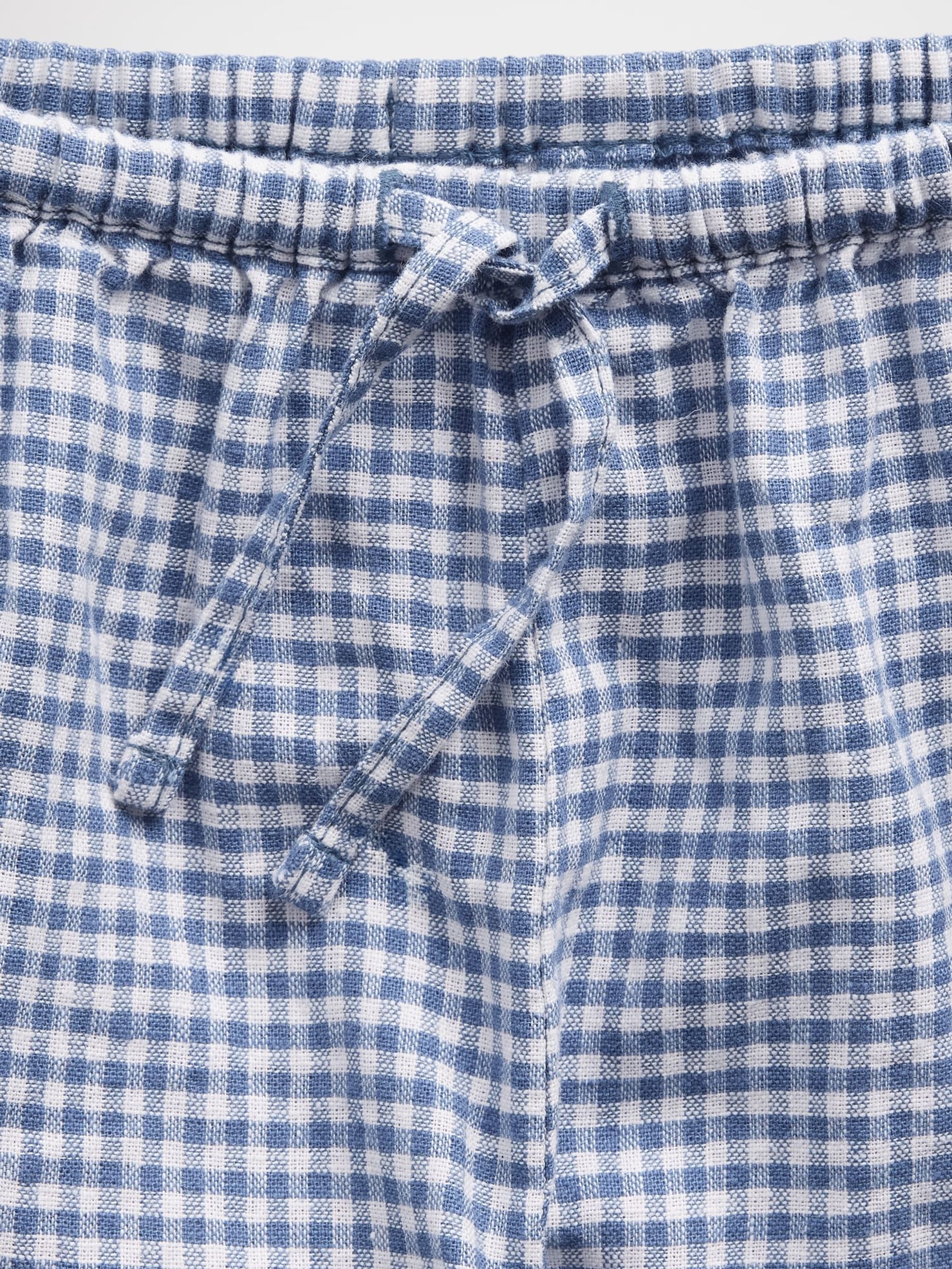Blue Linen-Cotton Gingham Easy Shorts - Image 5 of 6