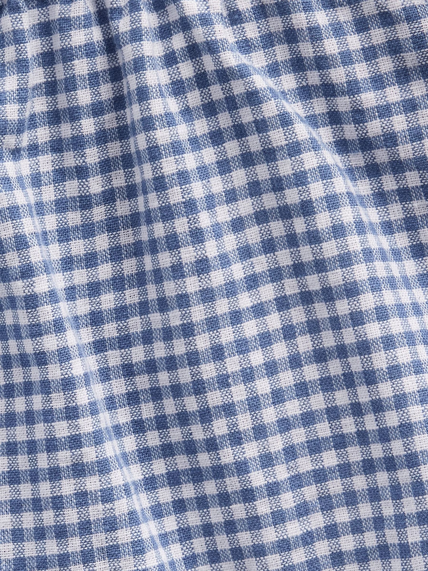Blue Linen-Cotton Gingham Easy Shorts - Image 6 of 6