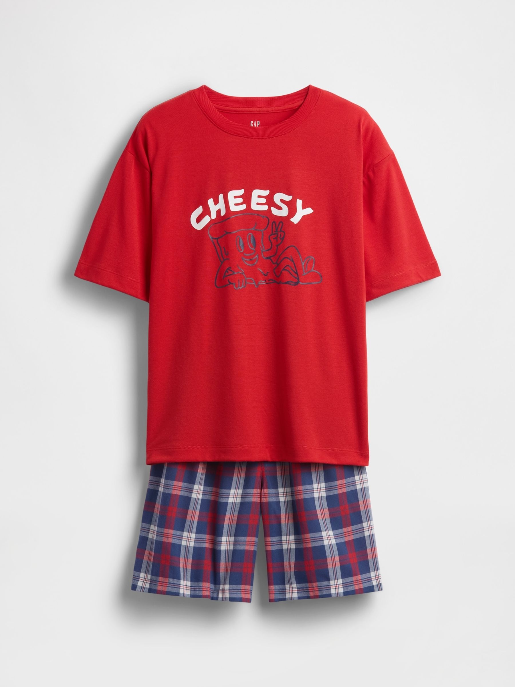 Red Oversized Pyjamas Short Set - Image 1 of 3