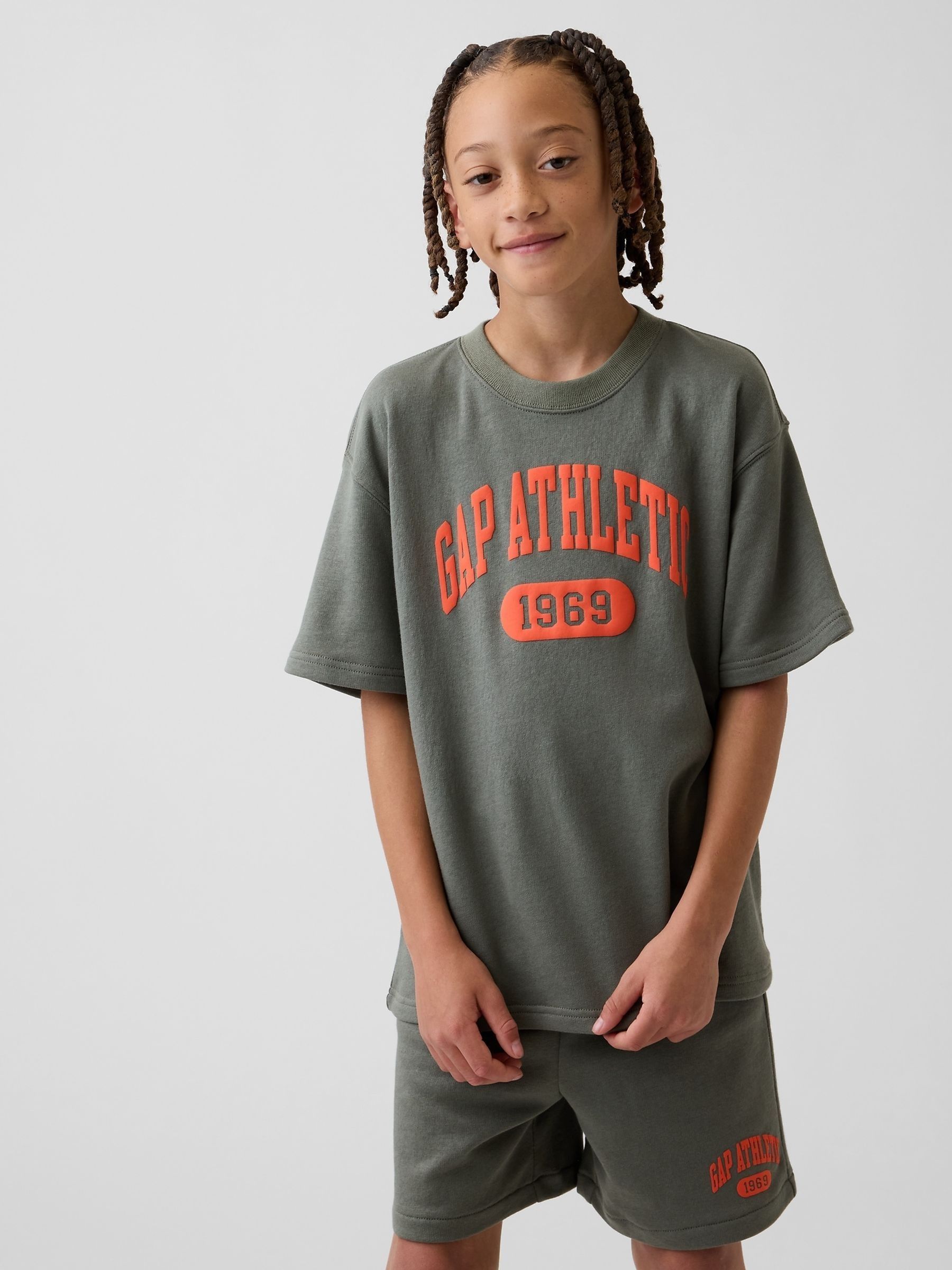 Green French Terry Short-Sleeve Sweatshirt - Image 1 of 5