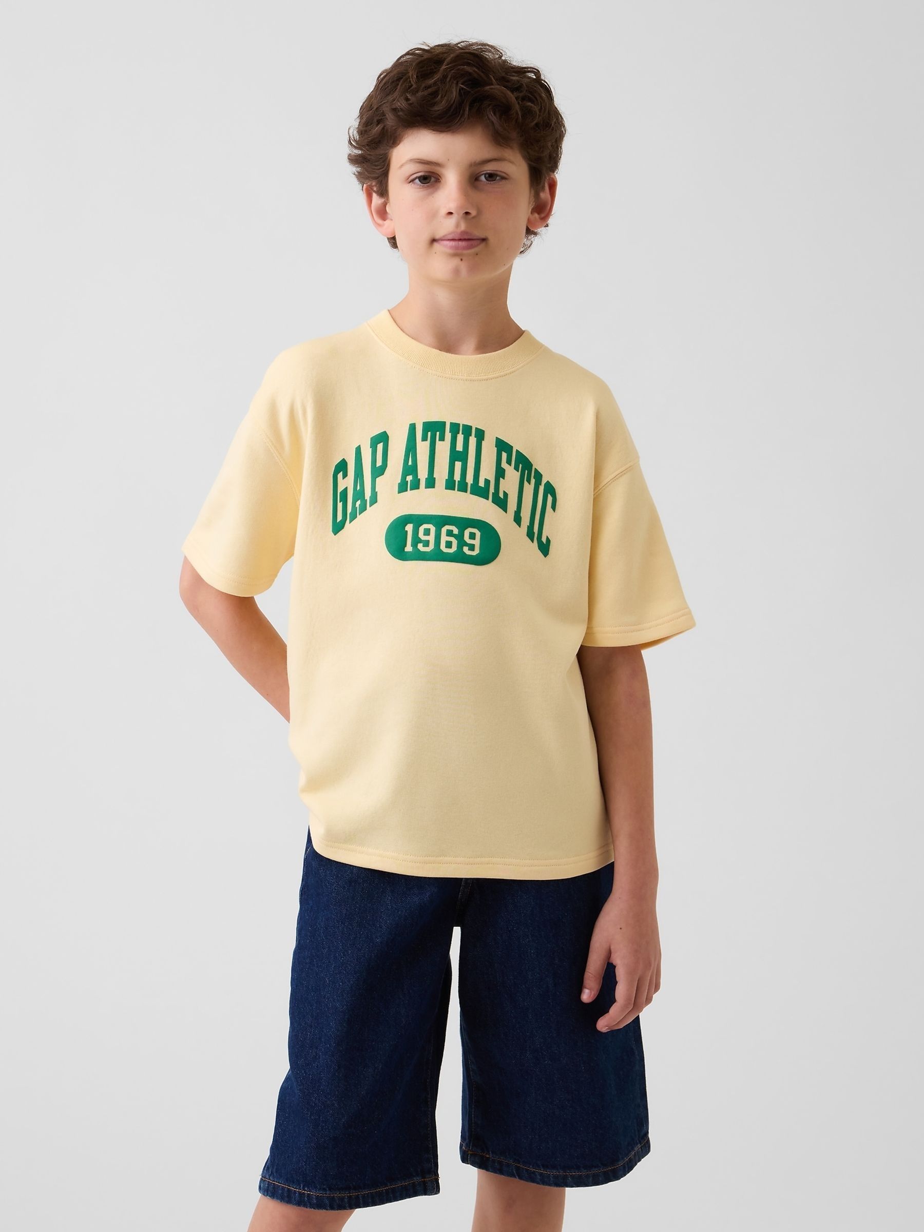 Yellow French Terry Short-Sleeve Sweatshirt - Image 1 of 3
