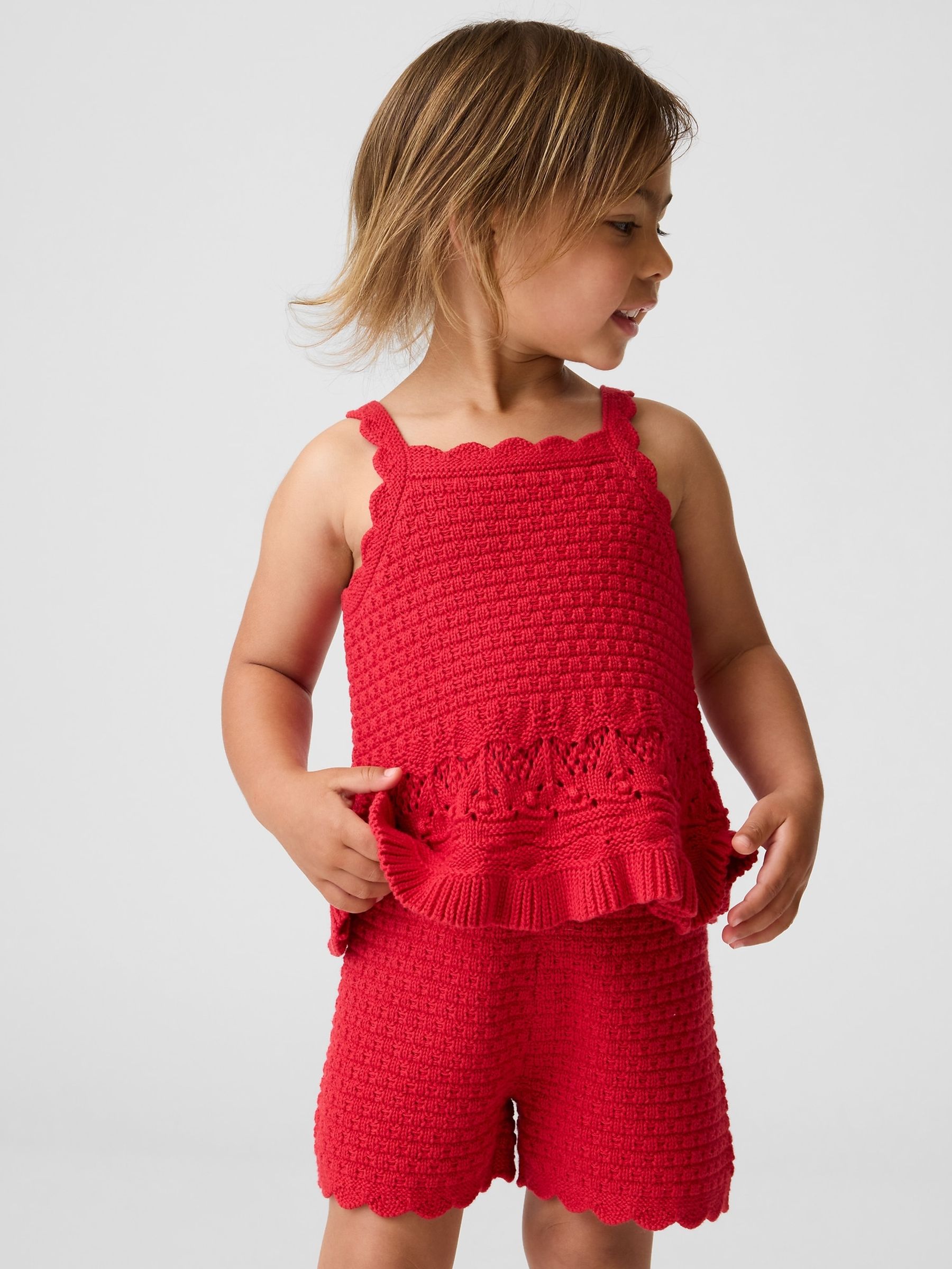 Red Crochet Scalloped Vest - Image 1 of 4