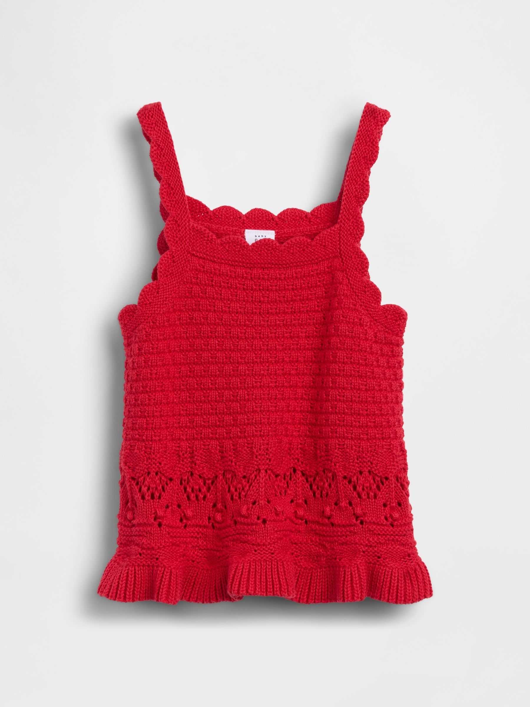 Red Crochet Scalloped Vest - Image 2 of 4